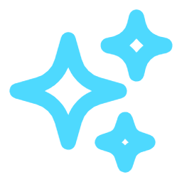 Three stylized blue stars or sparkles on a black background