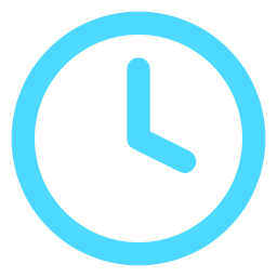 Blue clock showing 3 o'clock.