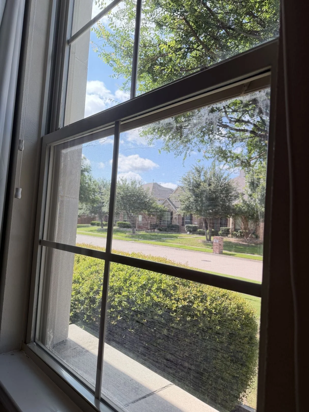 Streak-free window after cleaning by Pane in the Glass, Frisco, Tx