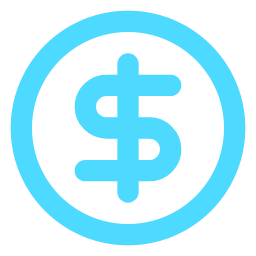 Blue dollar sign inside a circle.