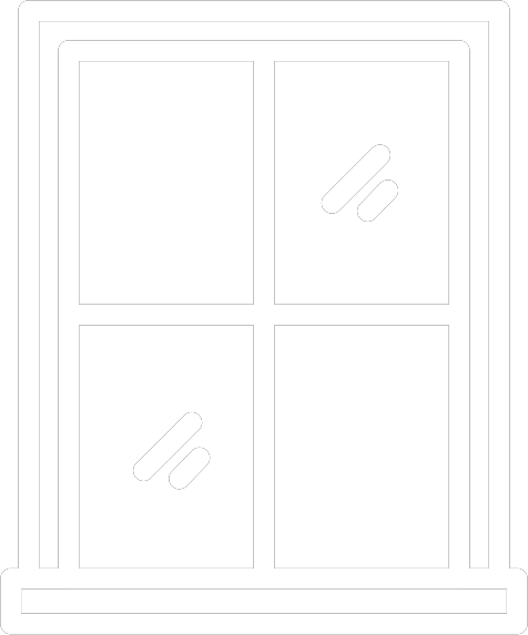 A window with four glass panes, framed by a dark border and a window sill at the bottom.