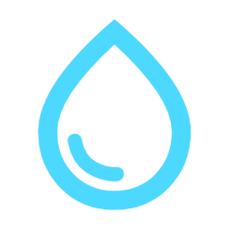 Blue water droplet icon with a smiley face inside