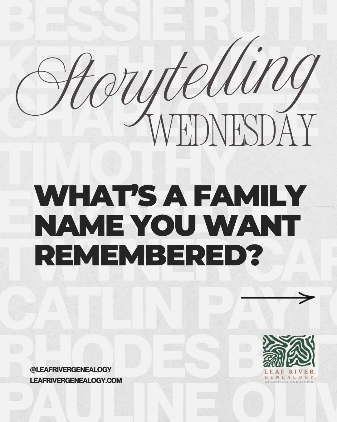 ✨STORYTELLING WEDNESDAY✨

What&rsquo;s a Family Name You Want Remembered?

Genealogy isn&rsquo;t only about finding ancestors.

It&rsquo;s about preserving their memory.

Today, share the name of an ancestor you believe deserves to be remembered.

Te