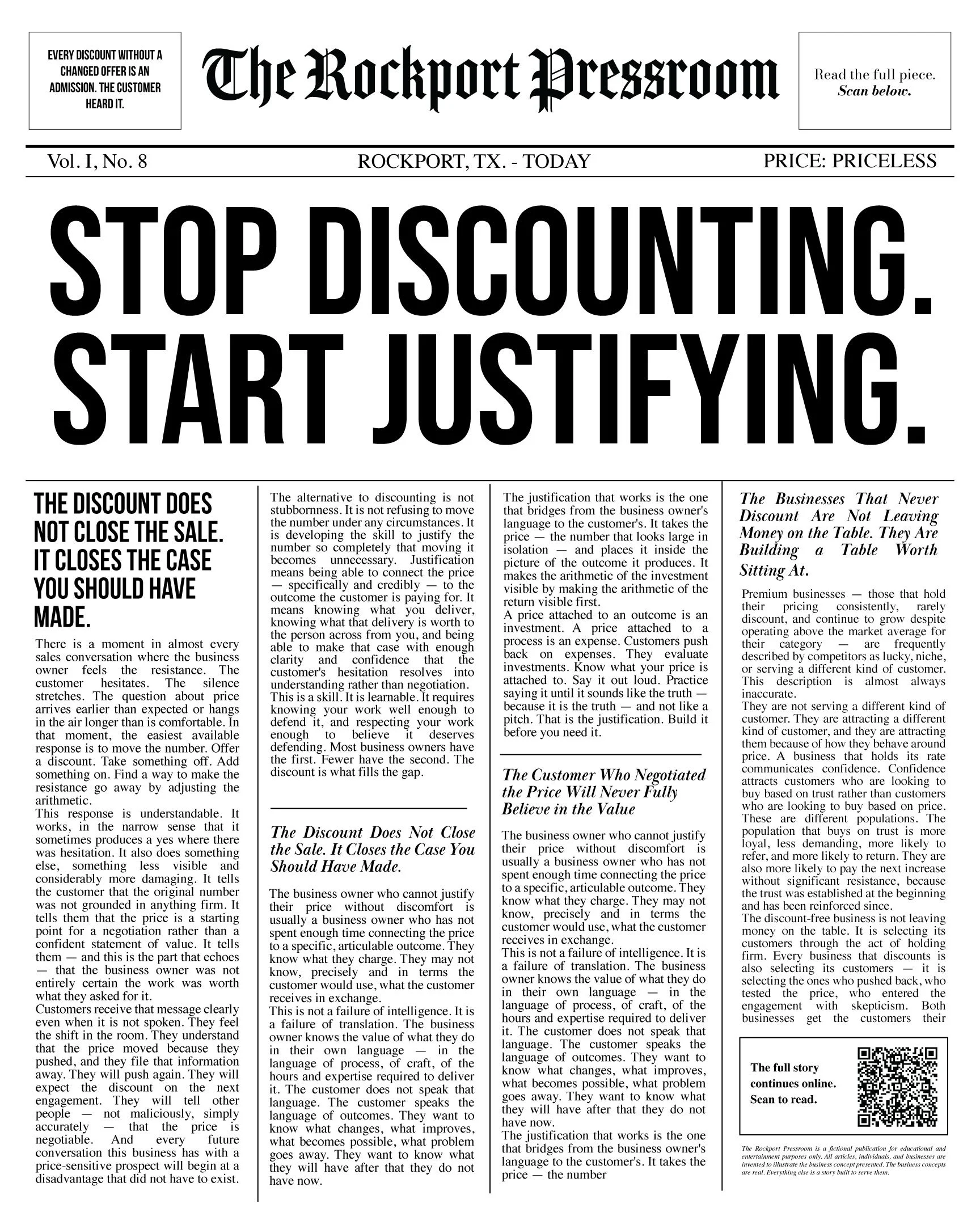Stop Discounting. Start Justifying.