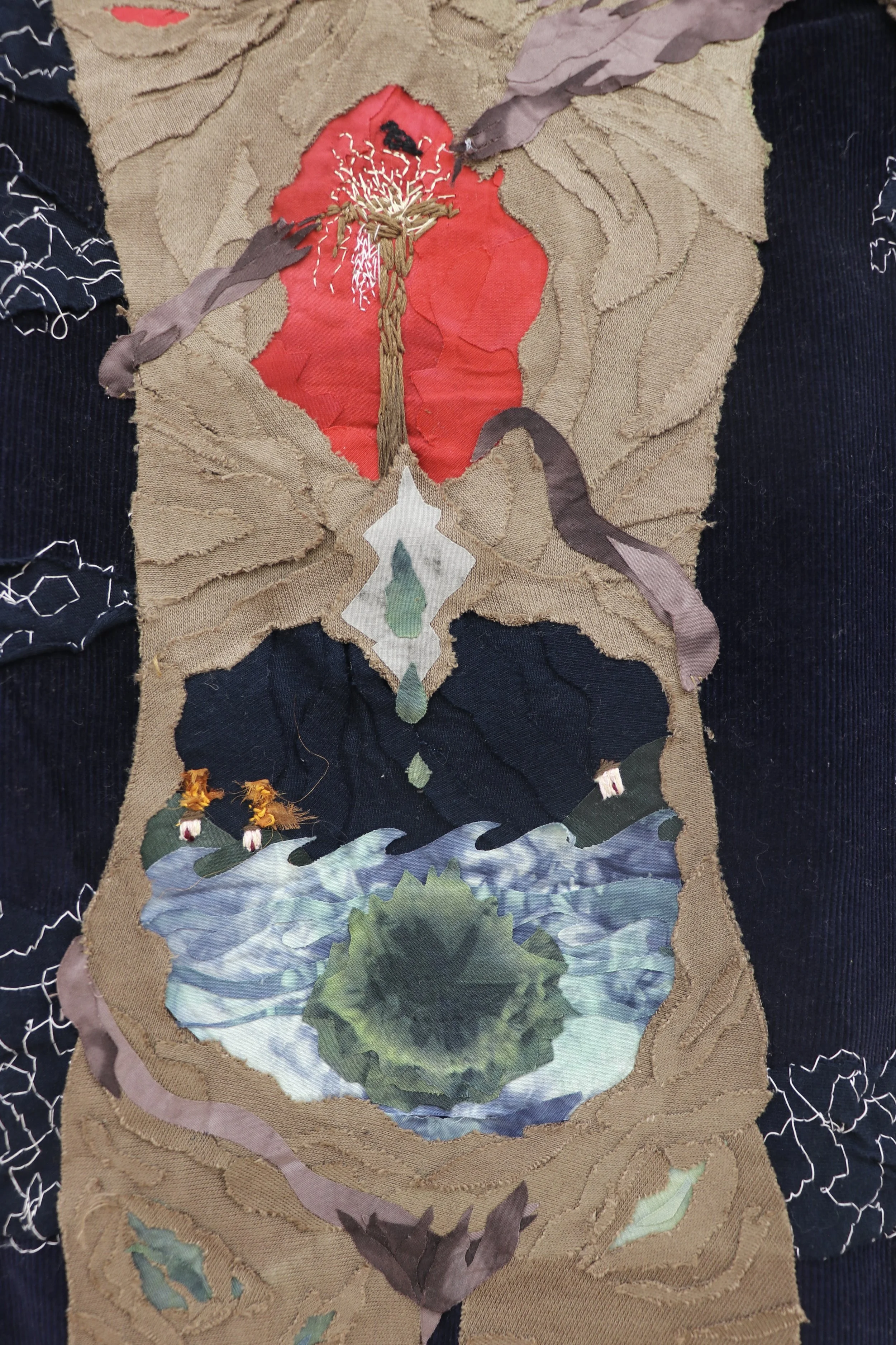 We Have Made a Mockey of Magic, 2024 | Recycled textiles, hand-dyed cotton, thread