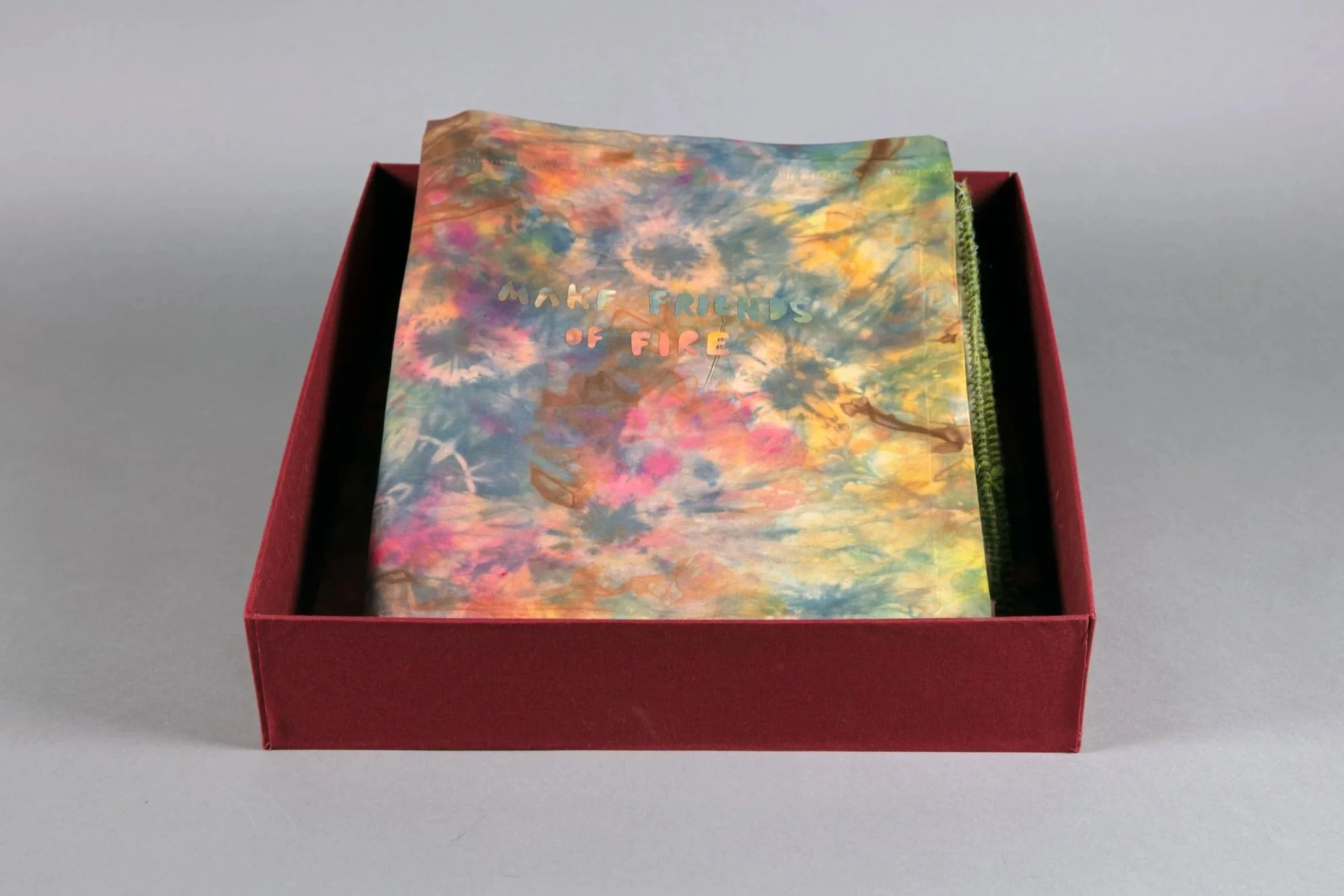 Make Friends of Fire, 2023 | Hand-dyed cotton, thread, book board