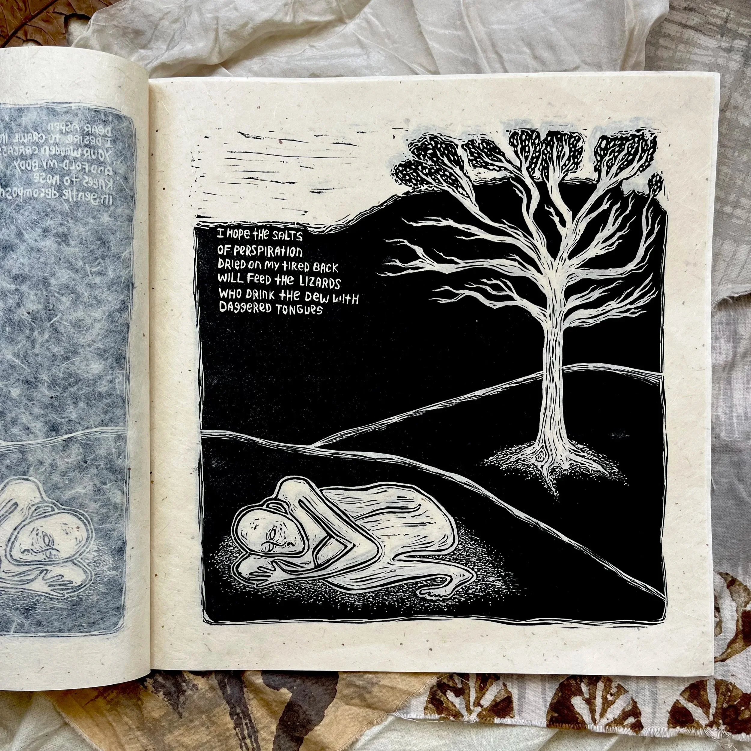 Dear Aspen, 2024 | Woodblock relief print bound into a book