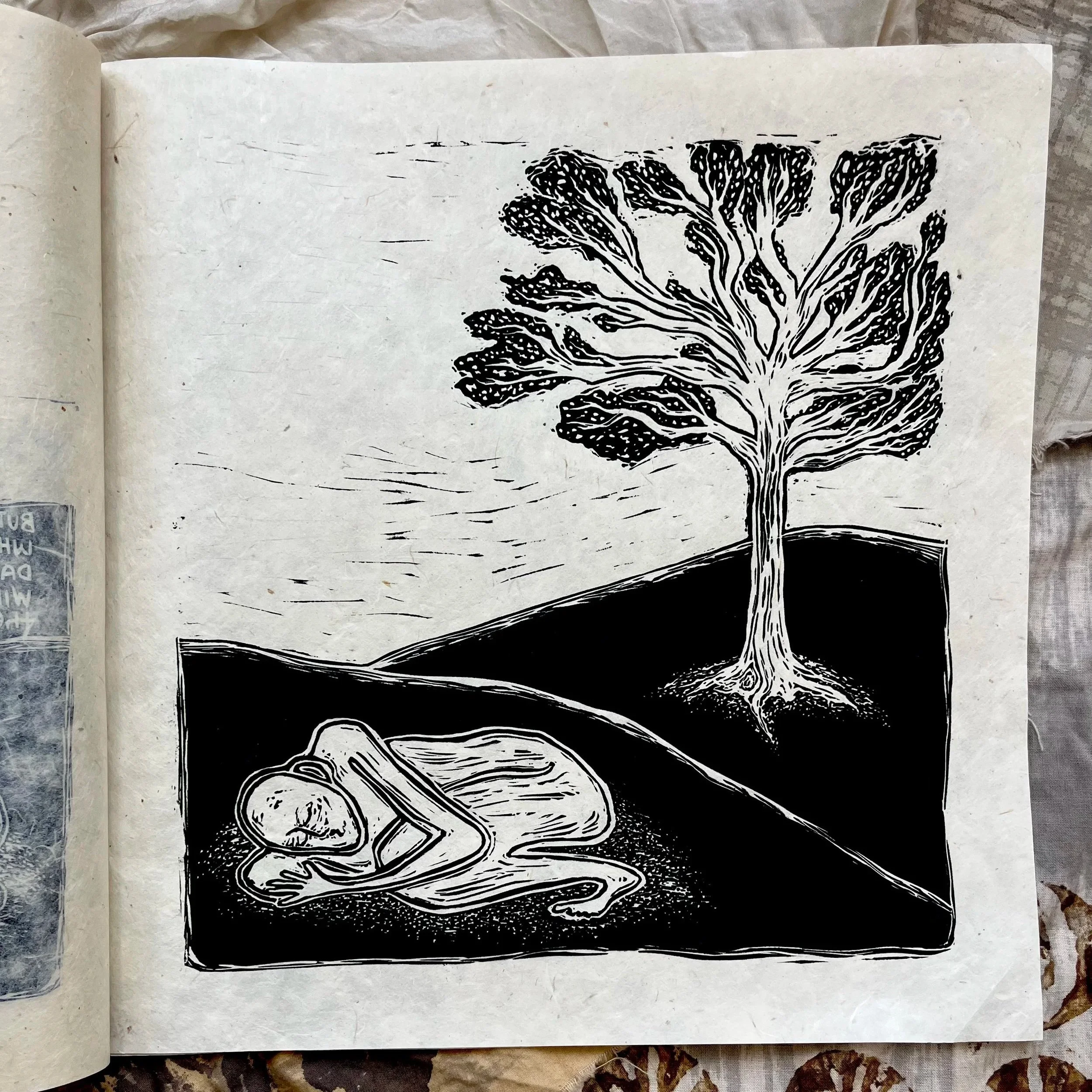 Dear Aspen, 2024 | Woodblock relief print bound into a book