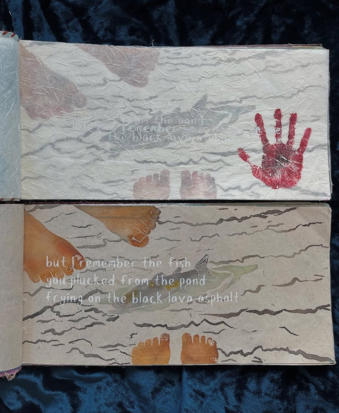 I do not remember your hands on me, but I remember the fish you plucked from the pond frying on the black lava asphalt