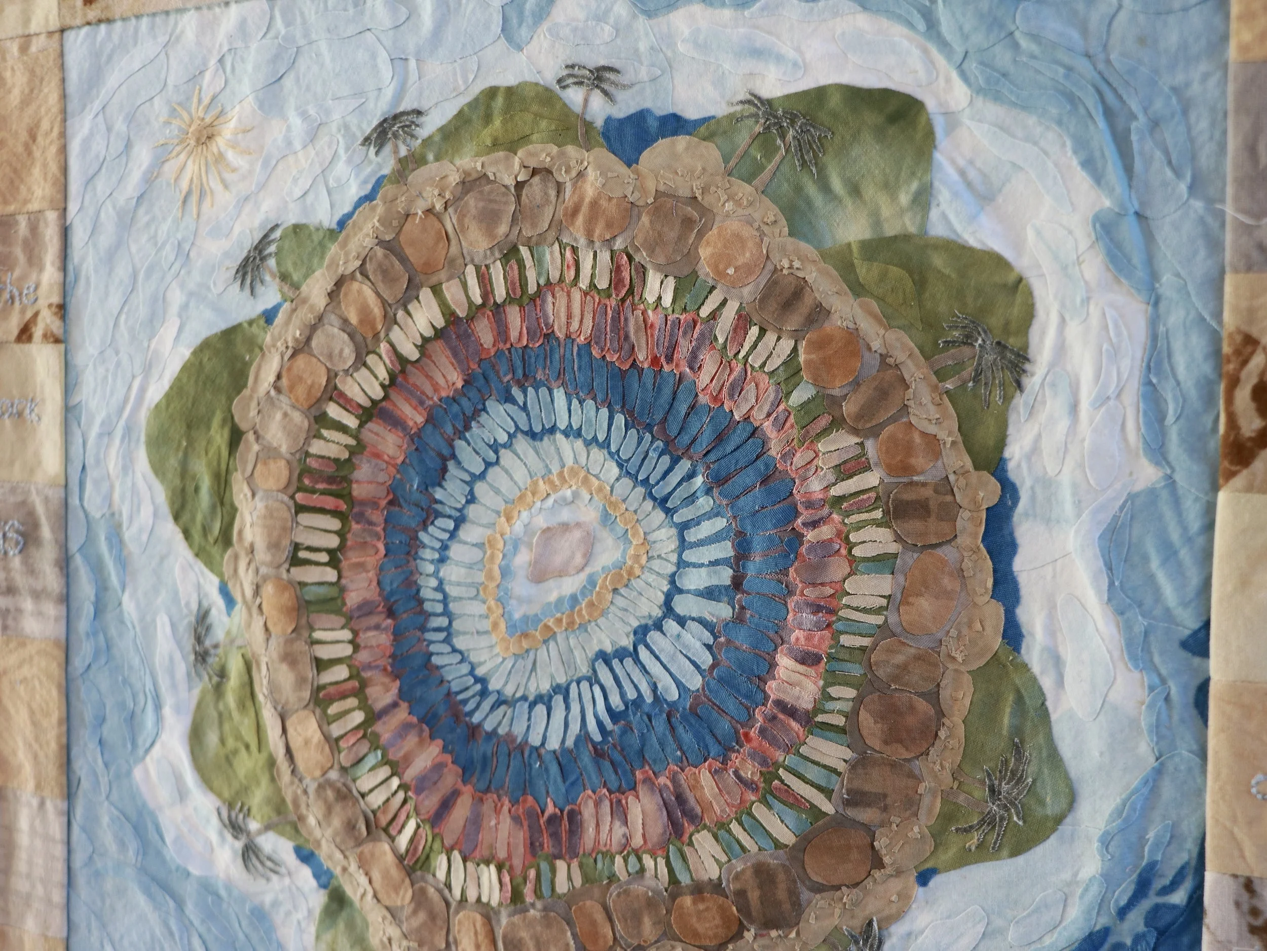 "soft mama, the work is all childish. the made world, a child," 2026, naturally-dyed cotton, thread
