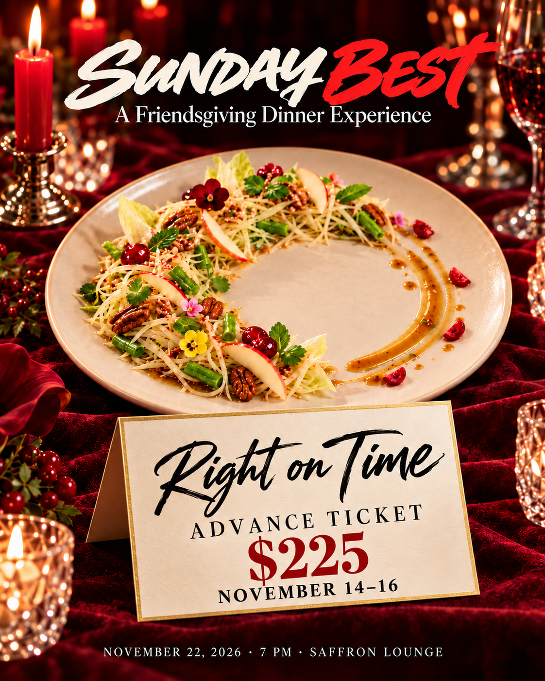 Right on Time · Advance Ticket — $225