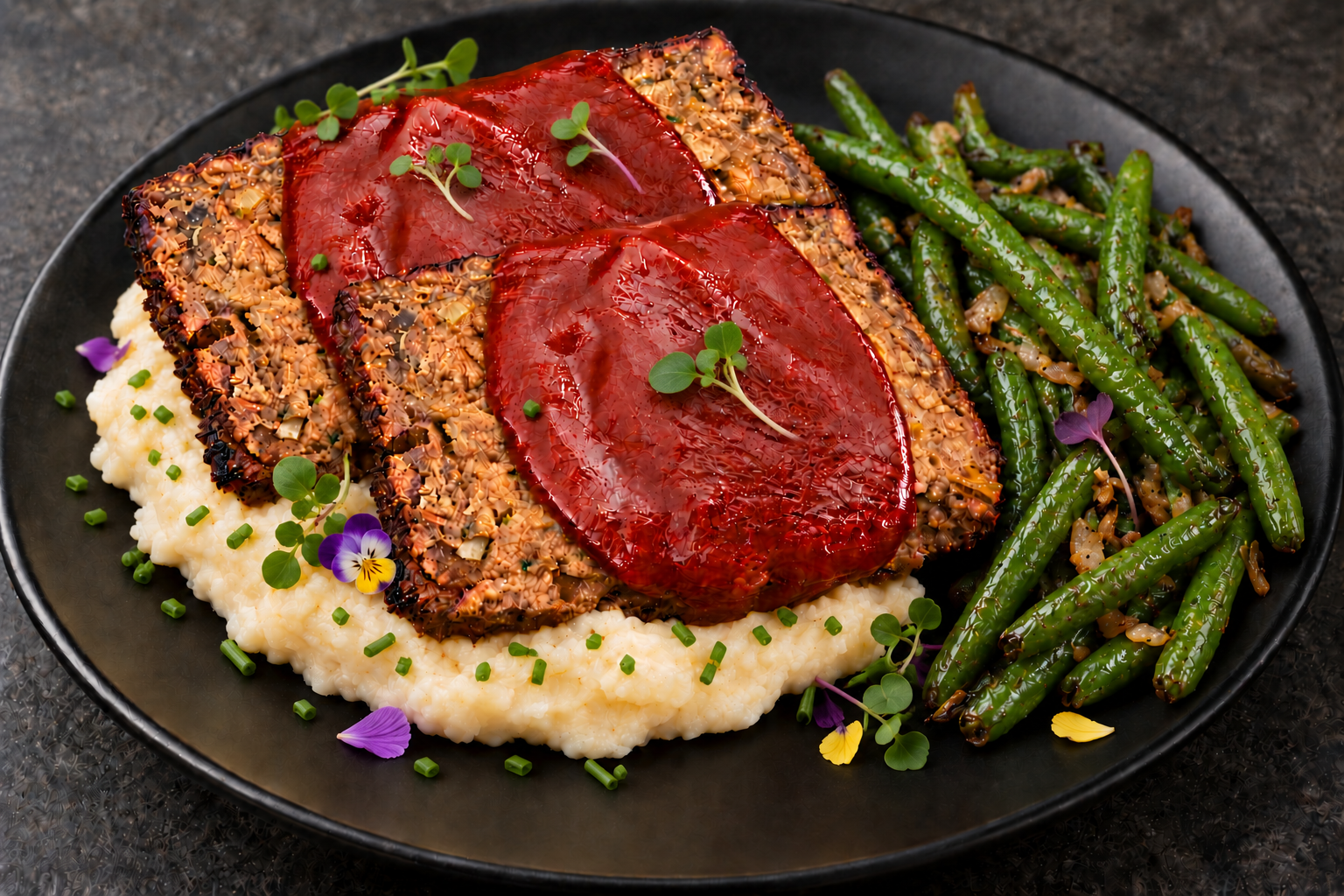 Sauced meatloaf with delicate microgreens.png