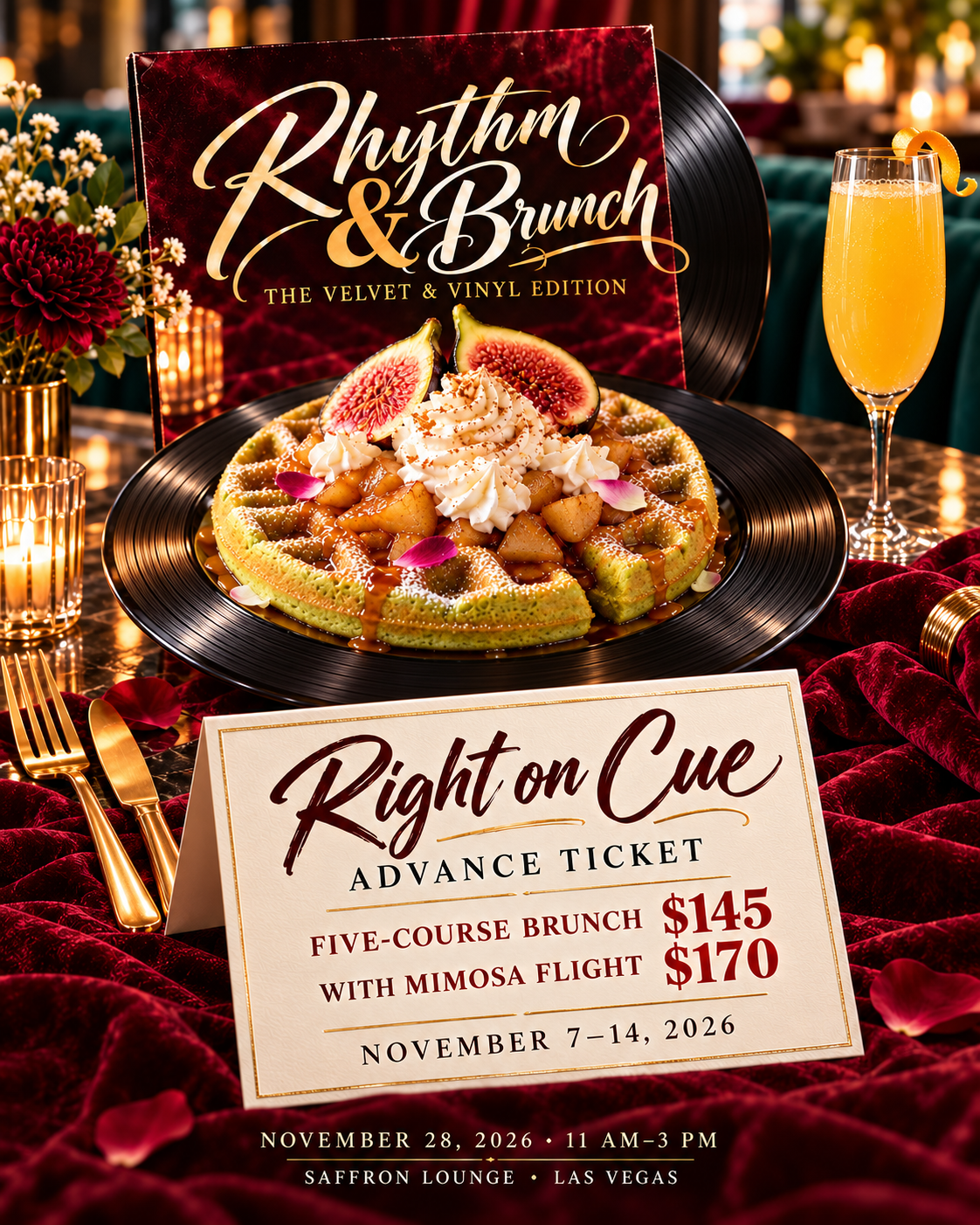 Right on Cue — Advance Ticket - Rhythm & Brunch: Velvet & Vinyl Ed (Copy)
