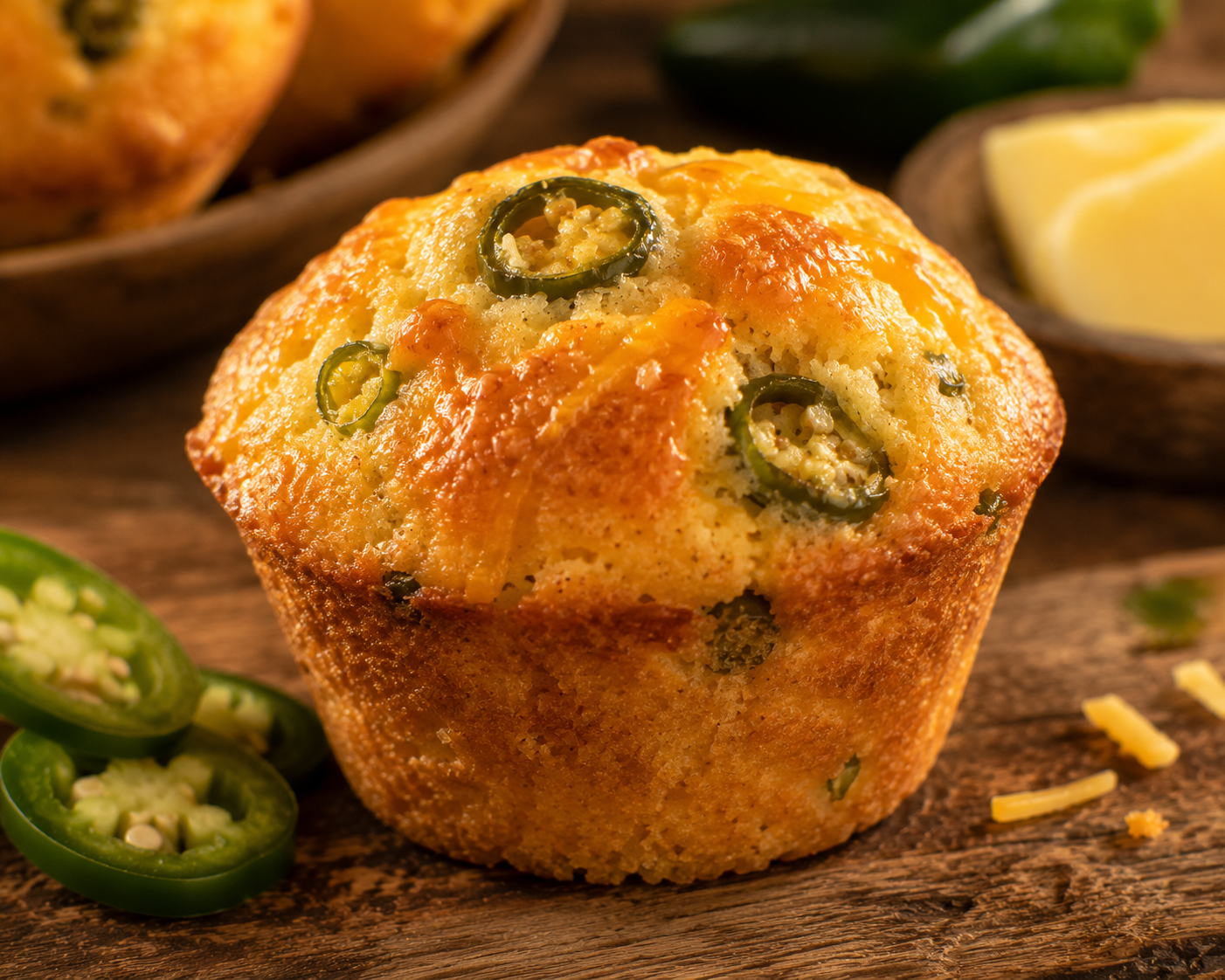 Extra Jalapeño Cheddar Cornbread Muffin