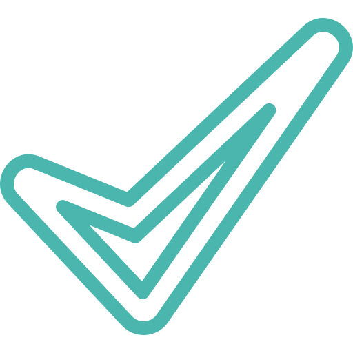 A teal checkmark icon with a black background.