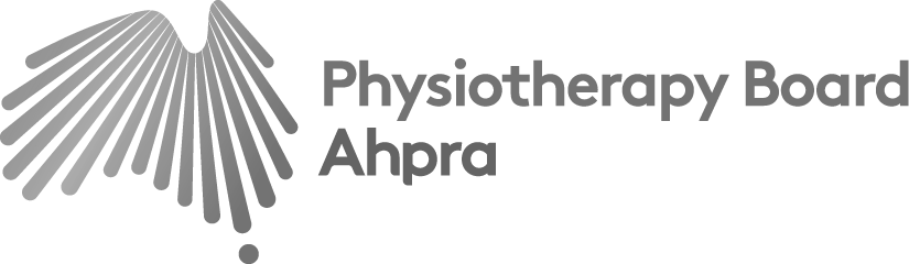 Logo of the Physiotherapy Board Ahpra featuring a stylised abstract design and text.