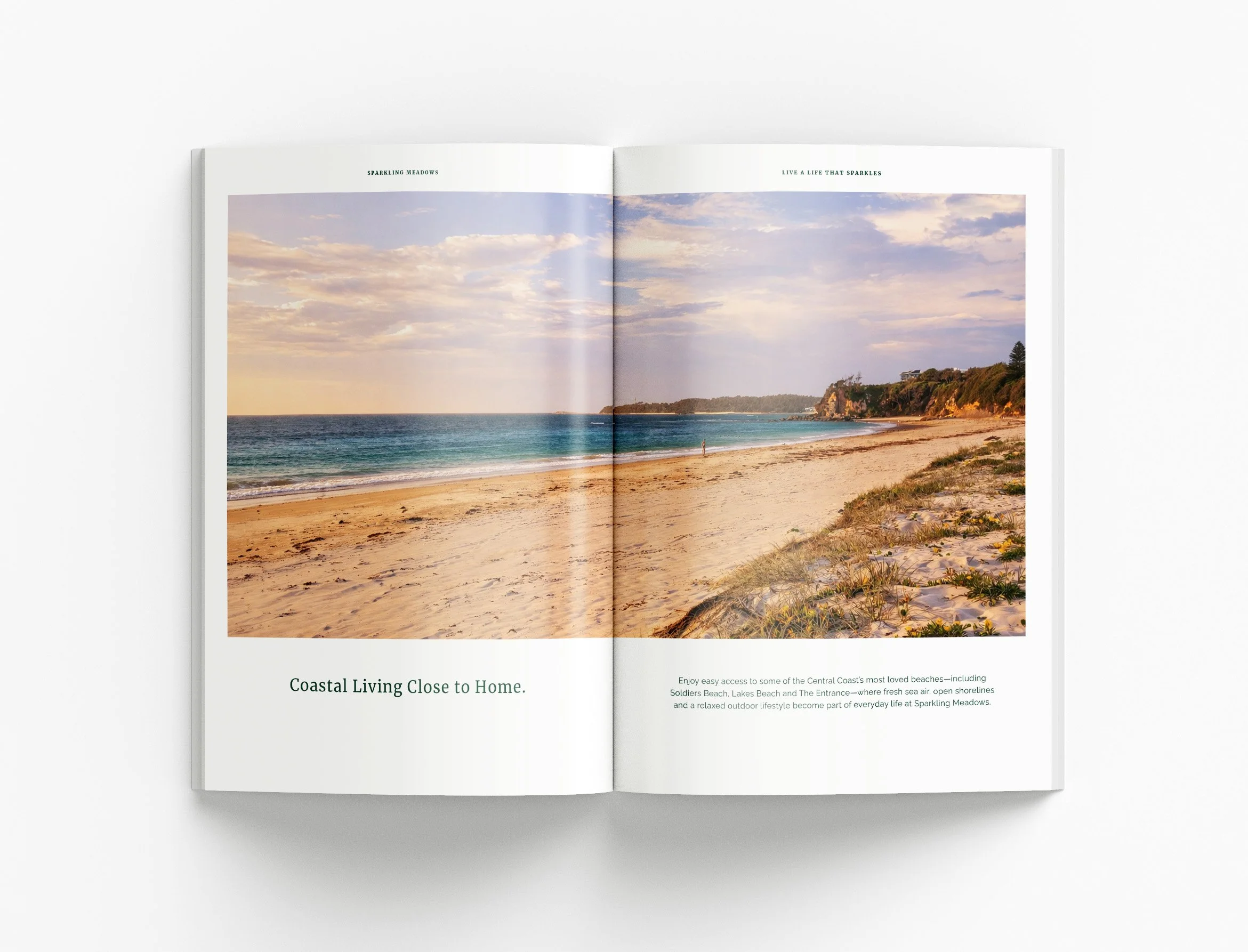 Sparkling Meadows property development brochure featuring masterplans, lot layouts, location maps and premium real estate marketing design