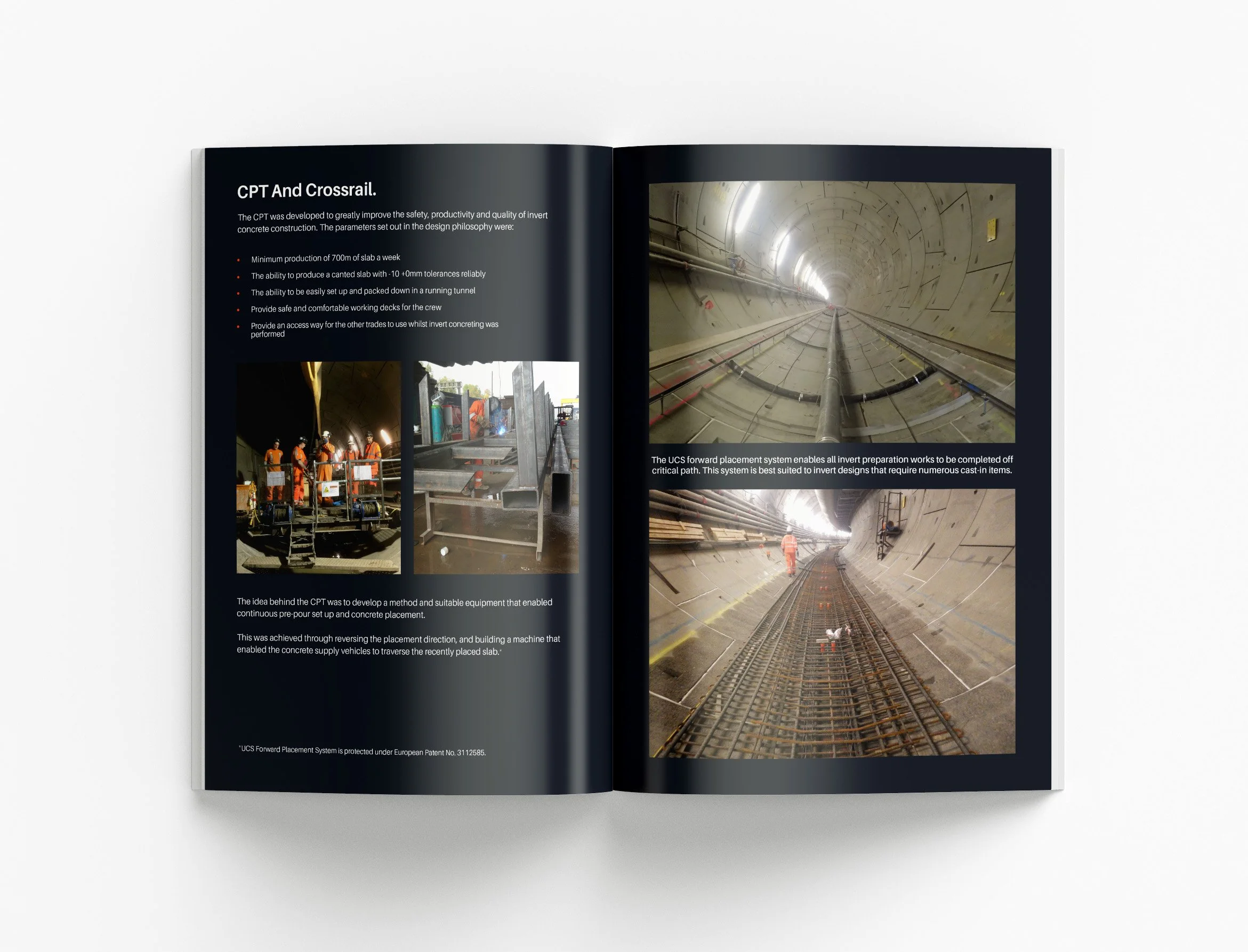 Underground Construction Solutions corporate document highlighting infrastructure expertise, project delivery capabilities and professional presentation design