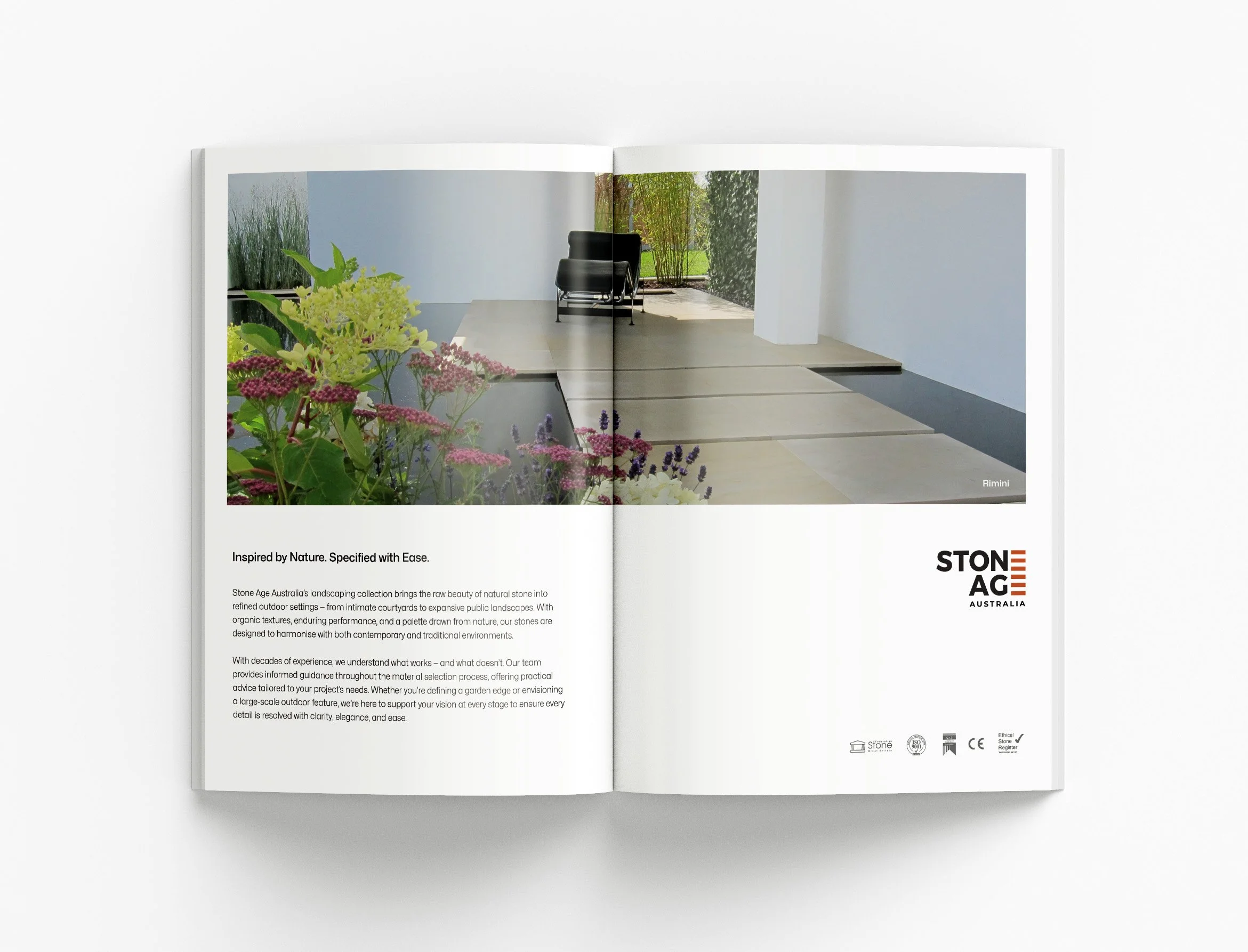 Custom brochure design for Landscape Collection showcasing premium landscaping products, elegant layouts and professional sales collateral