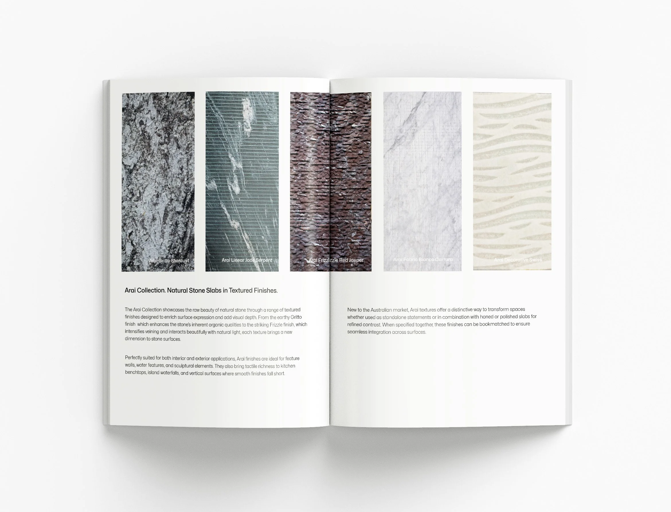 Arai product catalogue featuring contemporary design, high-end product photography and sophisticated marketing communication materials