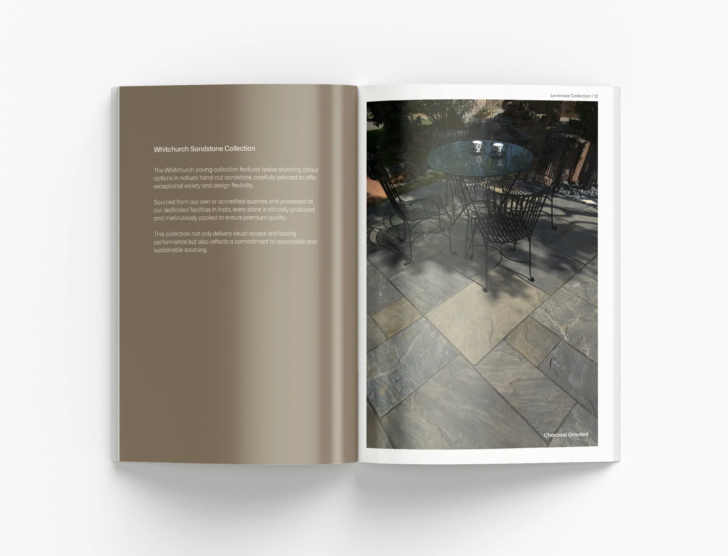 Landscape Collection catalogue showcasing outdoor materials, product specifications and professional architectural marketing collateral