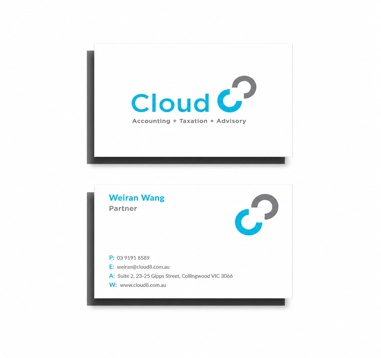 Cloud 8 Accounting brand identity featuring a sophisticated logo, professional visual system and trustworthy branding for a modern accounting practice