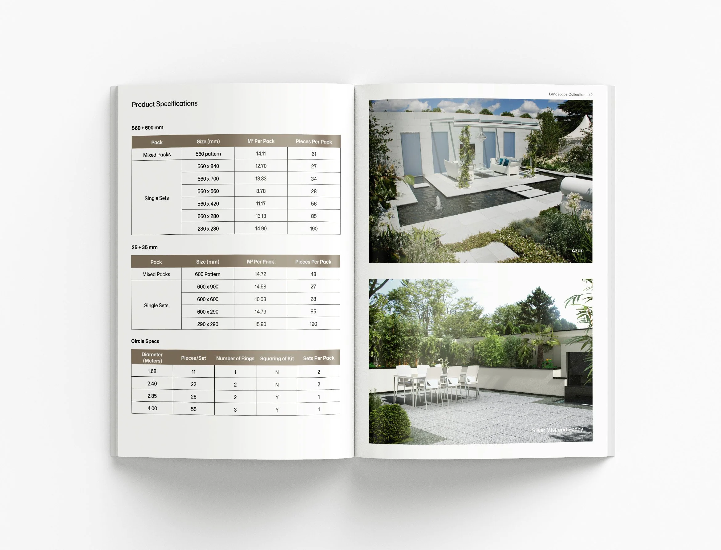 Landscape Collection brochure project highlighting premium landscaping solutions, architectural imagery and refined catalogue layouts