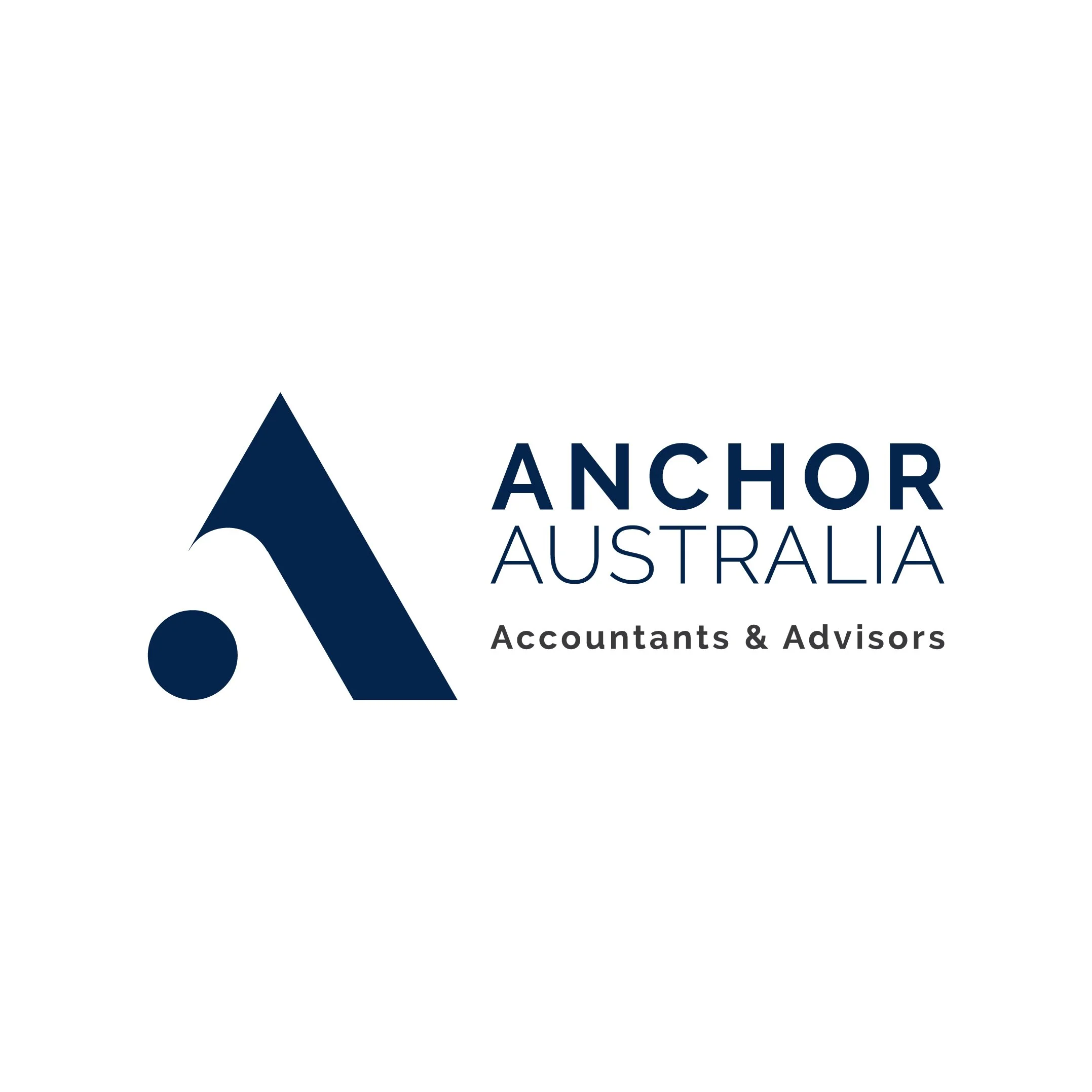Anchor Australia accounting brand identity featuring a sophisticated logo, professional stationery design and a trustworthy corporate visual system