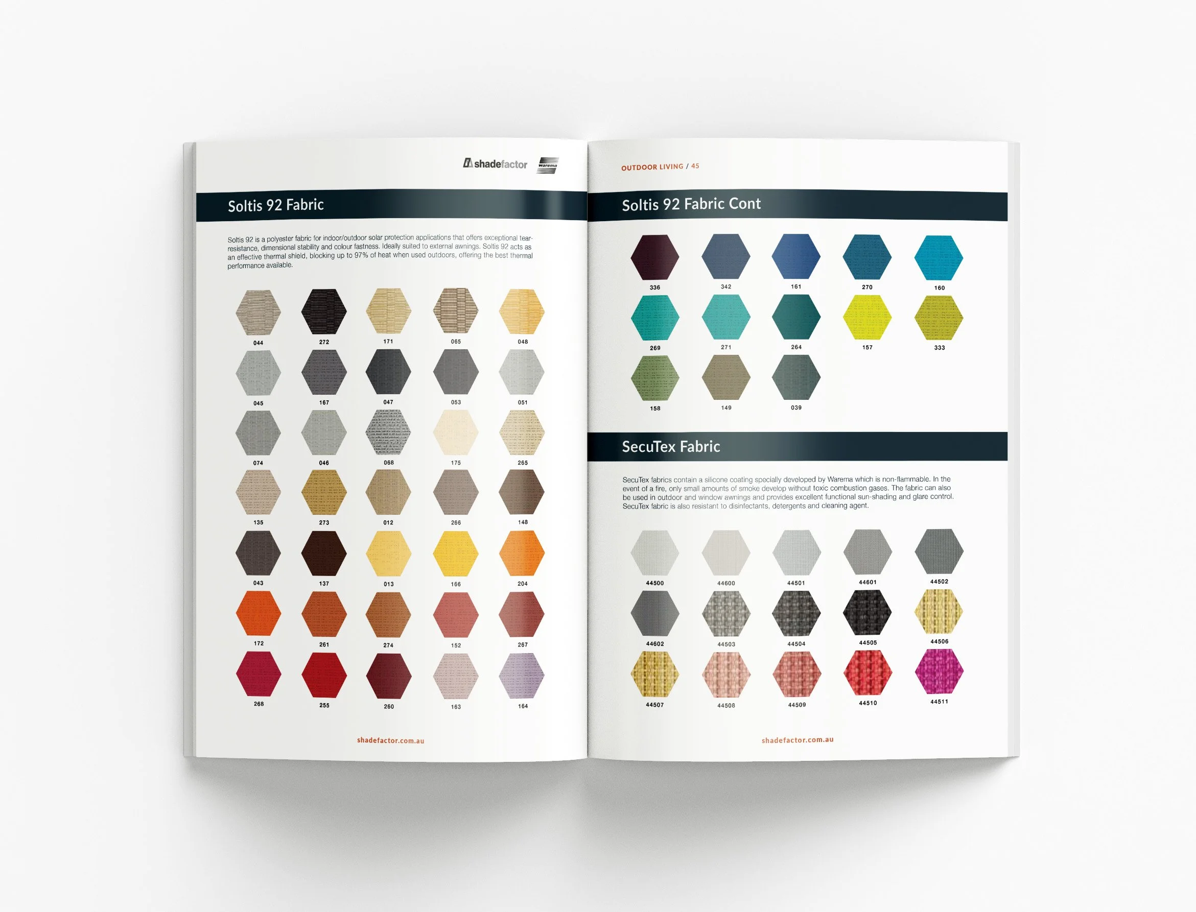 Outdoor living marketing brochure featuring premium layouts, lifestyle photography and professional product storytelling