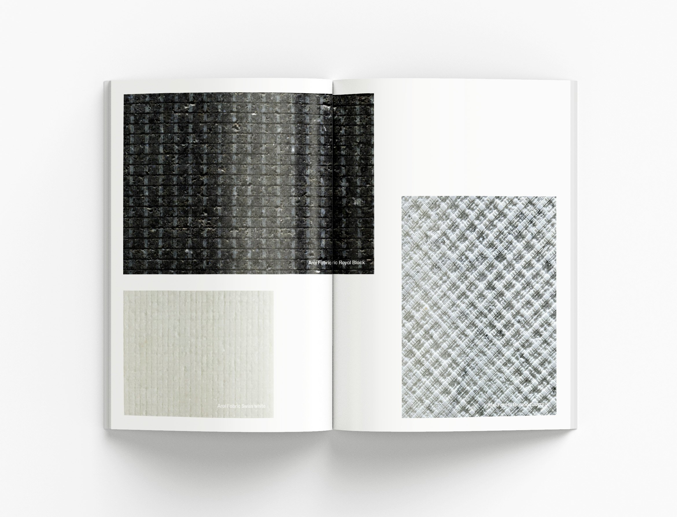 Arai product brochure highlighting luxury finishes, professional branding and sophisticated sales presentation materials