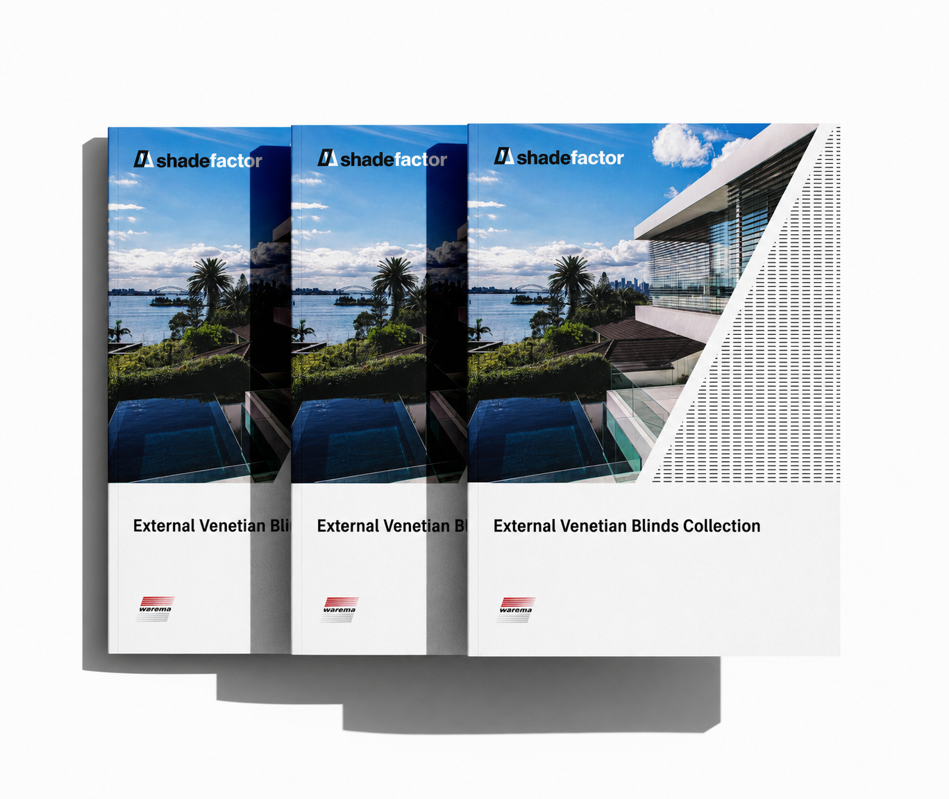 Shade Factor external Venetian blinds brochure project featuring premium product catalogue design, architectural marketing materials and modern document layouts by BKK Creative Studio