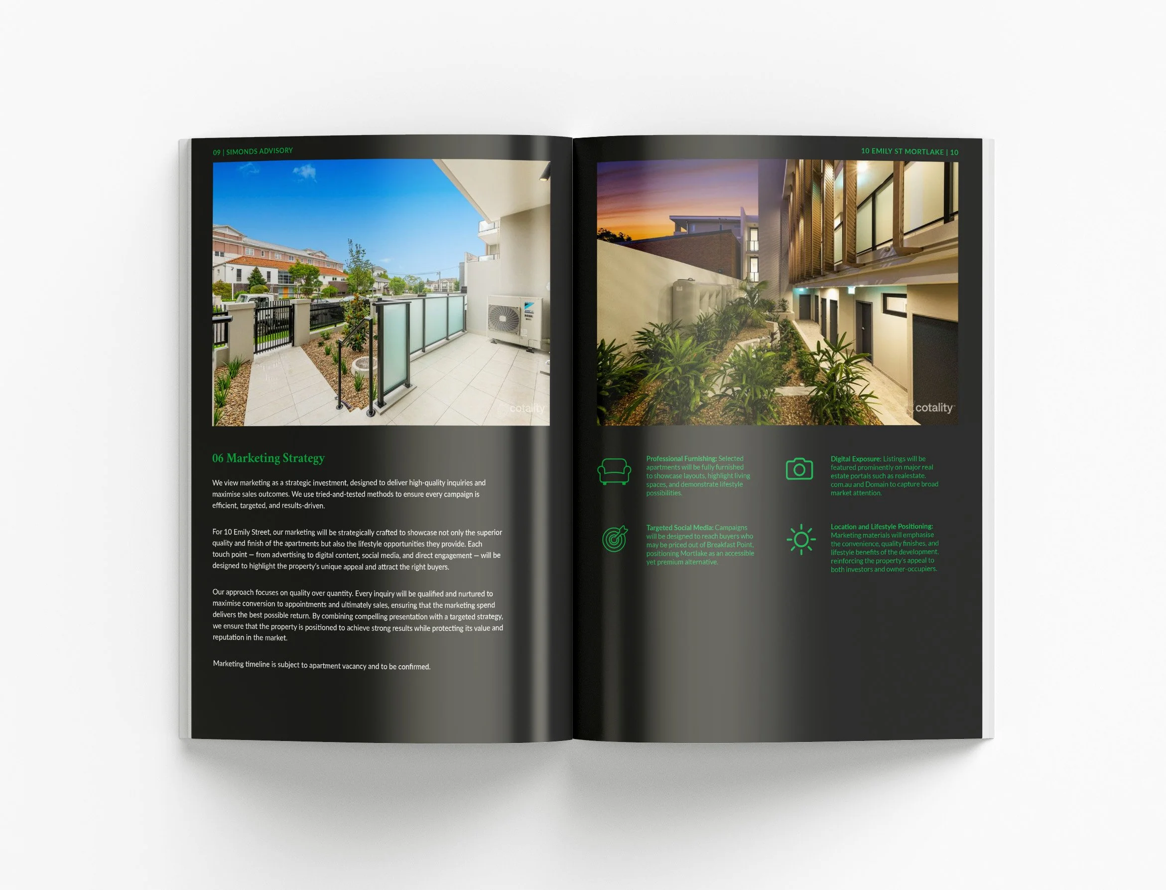 Property advisory tender proposal featuring custom maps, data visualisation, market intelligence and sophisticated brochure design