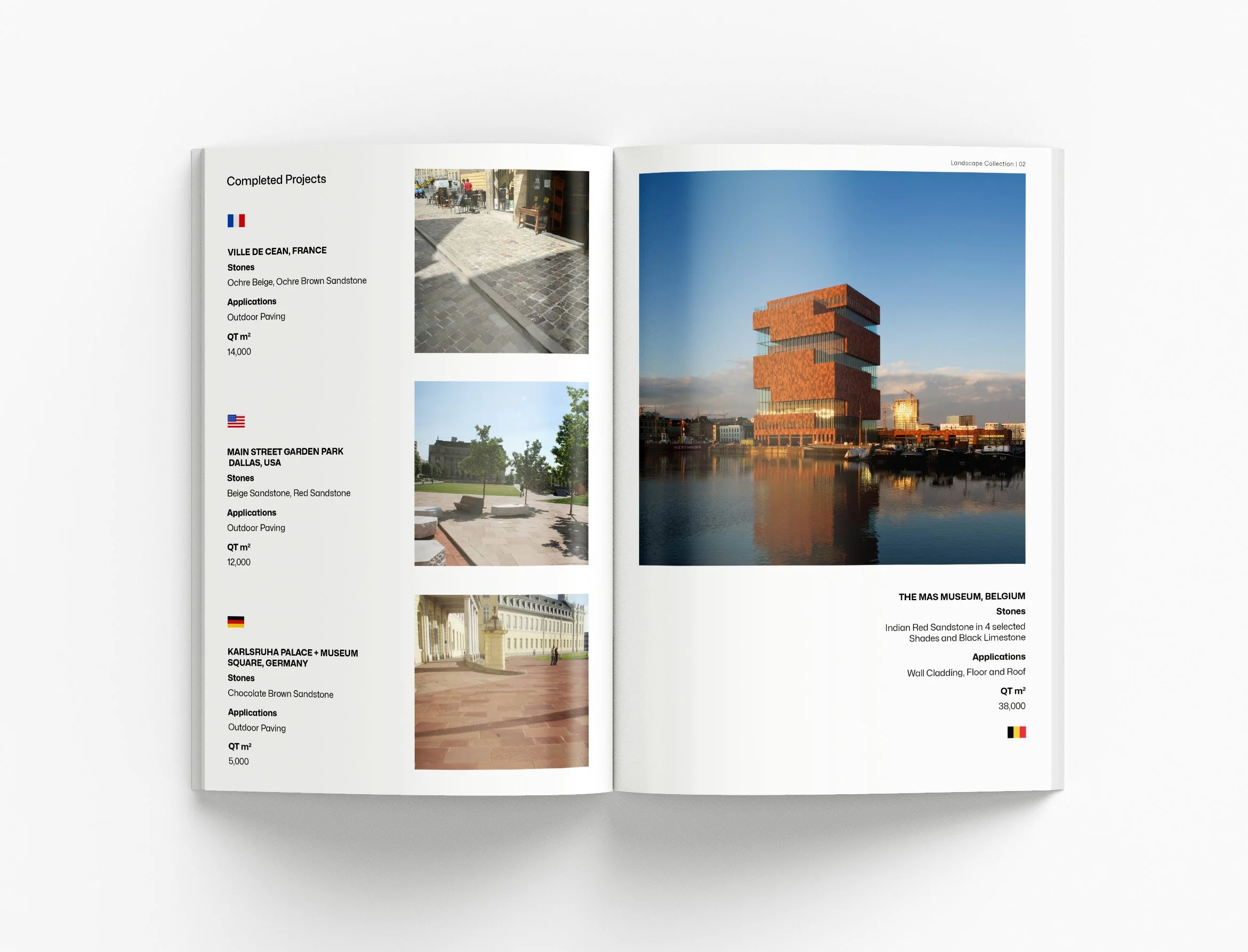 Landscape Collection product catalogue featuring refined typography, premium imagery and sophisticated outdoor product marketing design