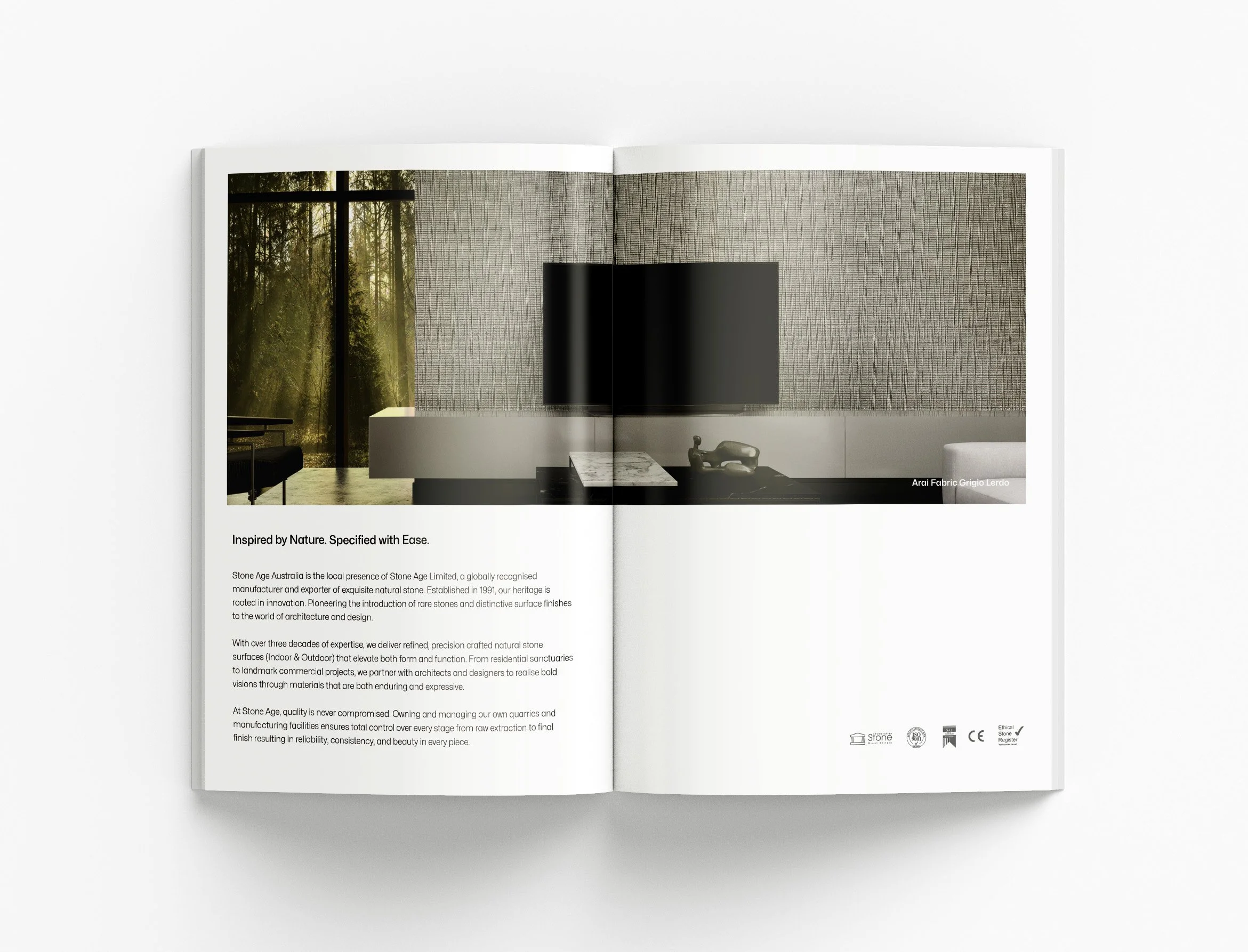 Custom brochure design for Arai showcasing premium products, elegant layouts, refined typography and professional sales collateral