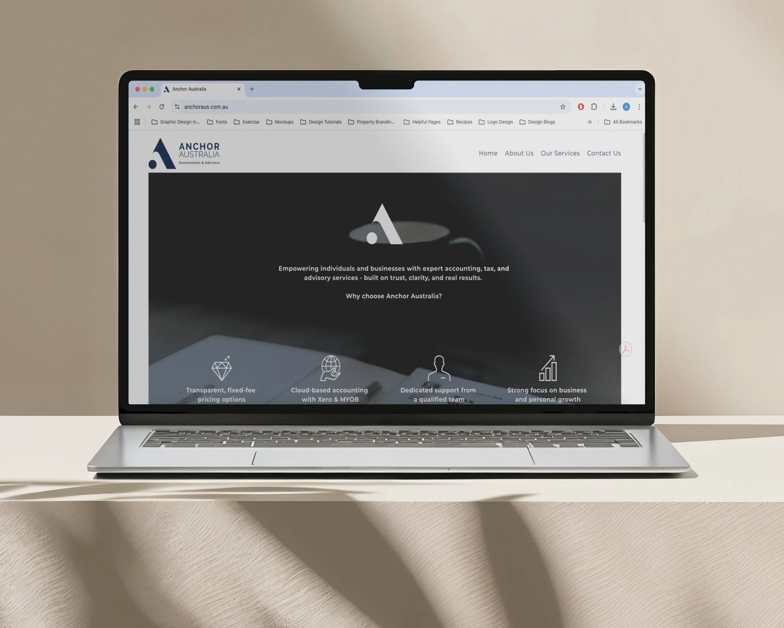 Anchor Australia website design project featuring modern UX/UI design, responsive web development and a professional digital experience by BKK Creative Studio