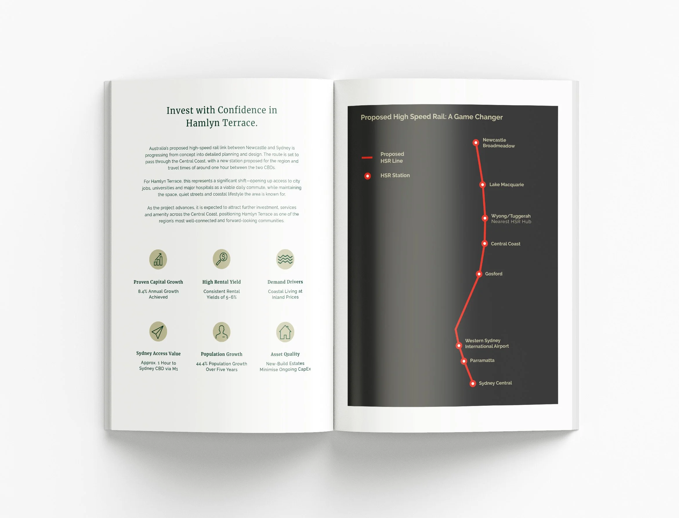 Sparkling Meadows real estate brochure highlighting masterplanned community living, investment insights and sophisticated marketing collateral
