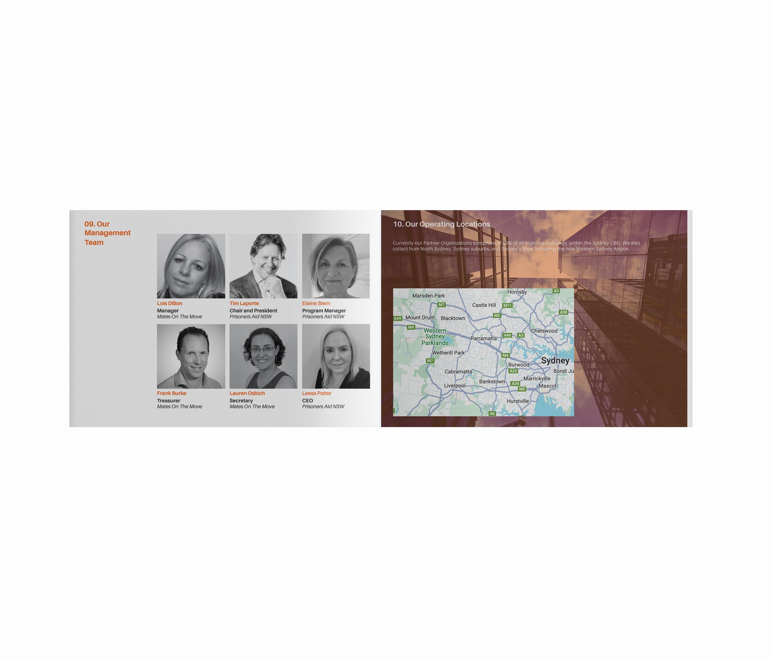 Company profile design featuring structured layouts, custom icons, success stories and professional community-focused communication materials