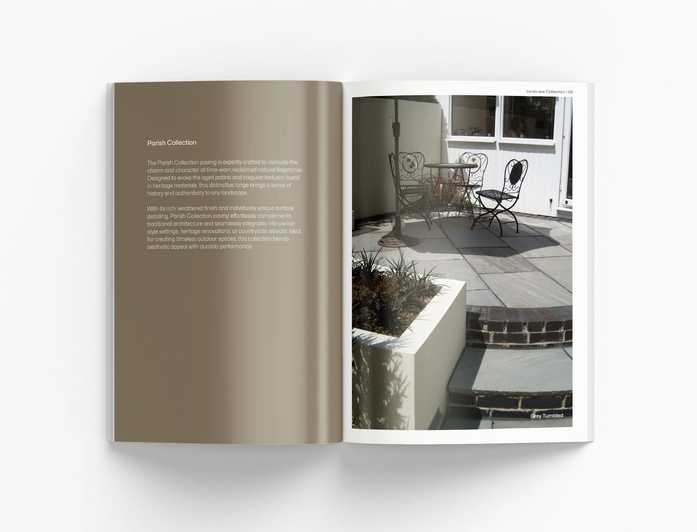 Landscape Collection brochure project highlighting landscape architecture products, premium branding and high-end catalogue design