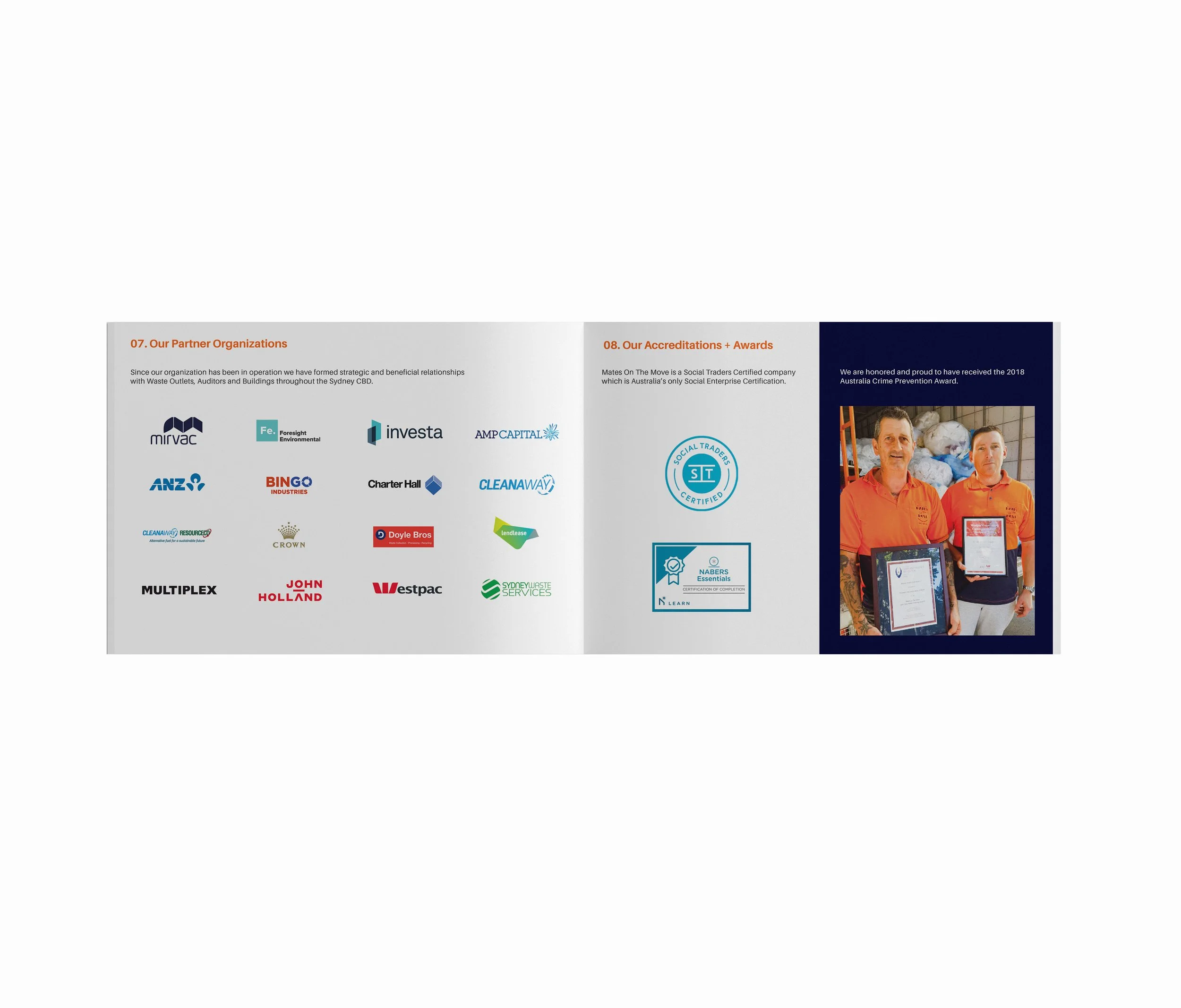 Mates on the Move corporate profile showcasing social impact outcomes, stakeholder engagement and modern document design for not-for-profit organisations