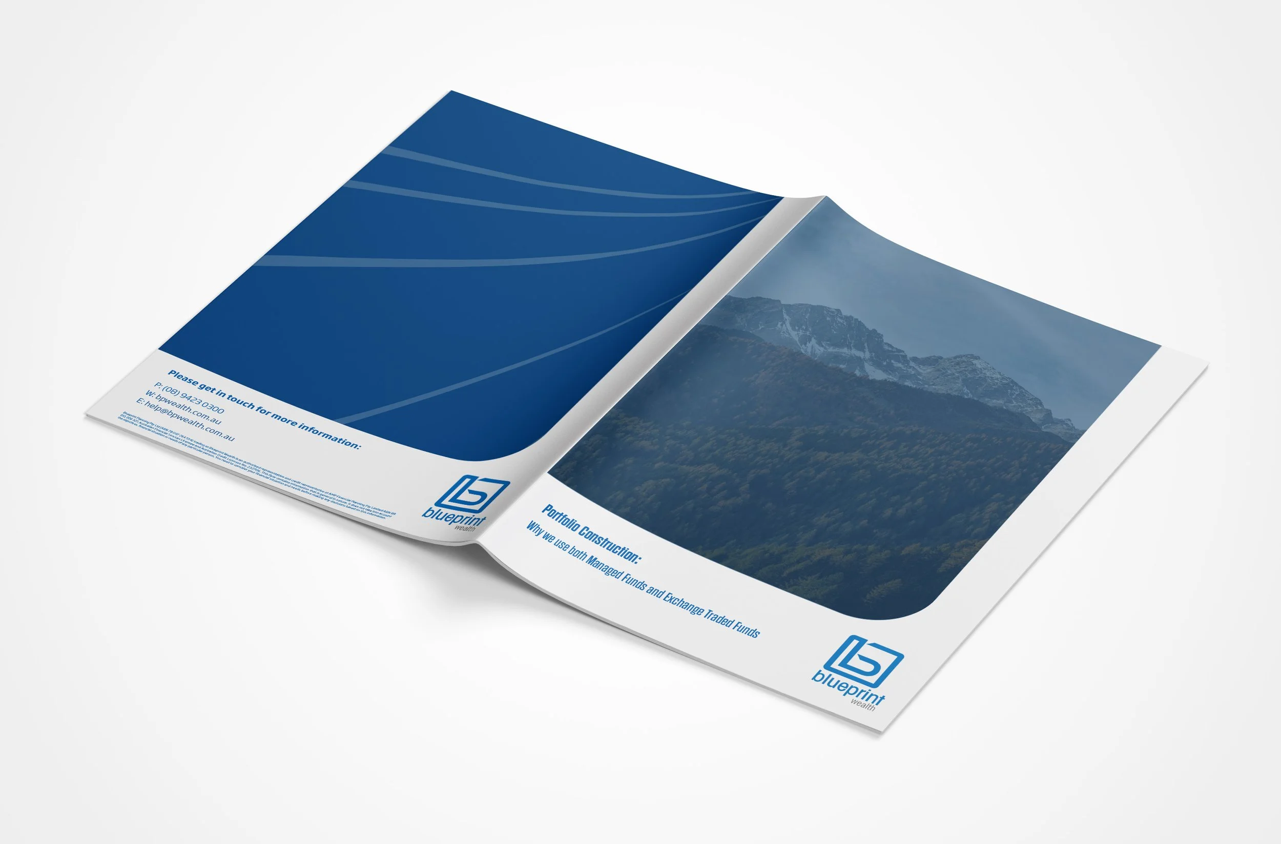 Blueprint Wealth investment guide showcasing financial products, custom charts, data visualisation and strategic information design for wealth management clients