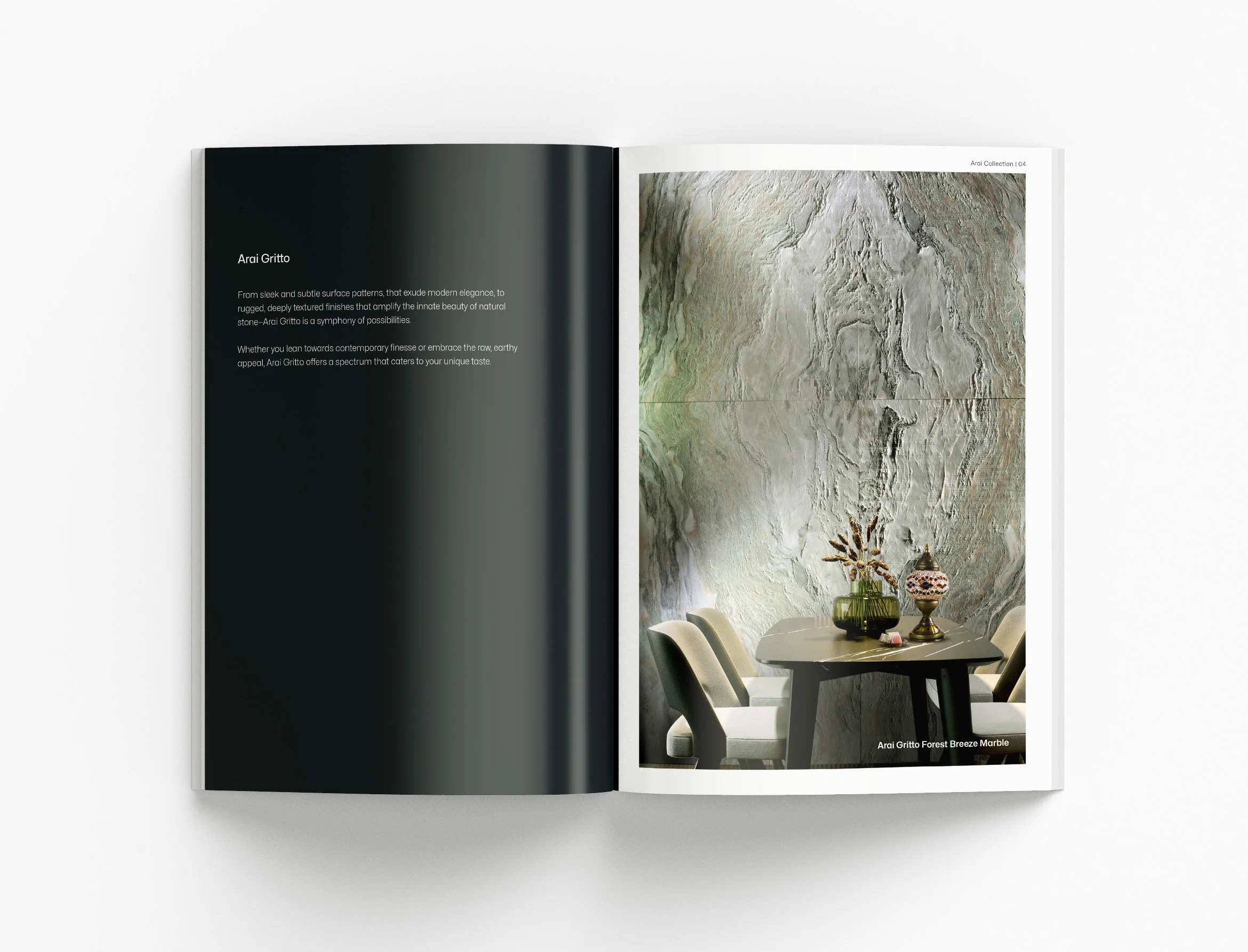 Professional brochure design highlighting premium product collections, architectural inspiration and modern catalogue layouts