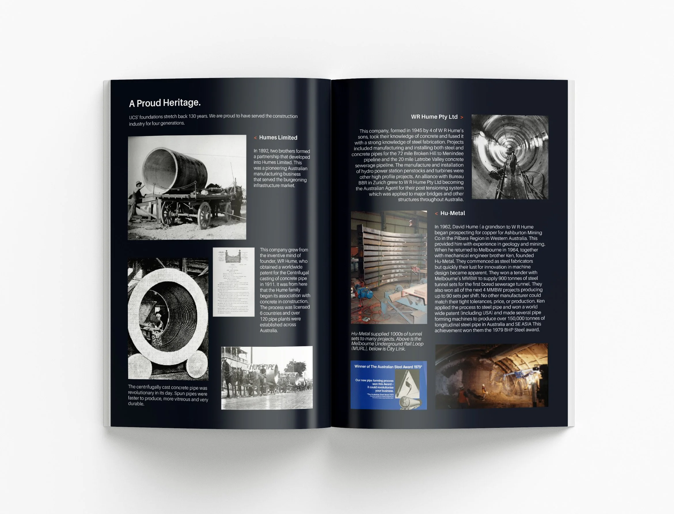 Infrastructure company profile showcasing civil engineering solutions, operational capabilities and premium information design by BKK Creative Studio