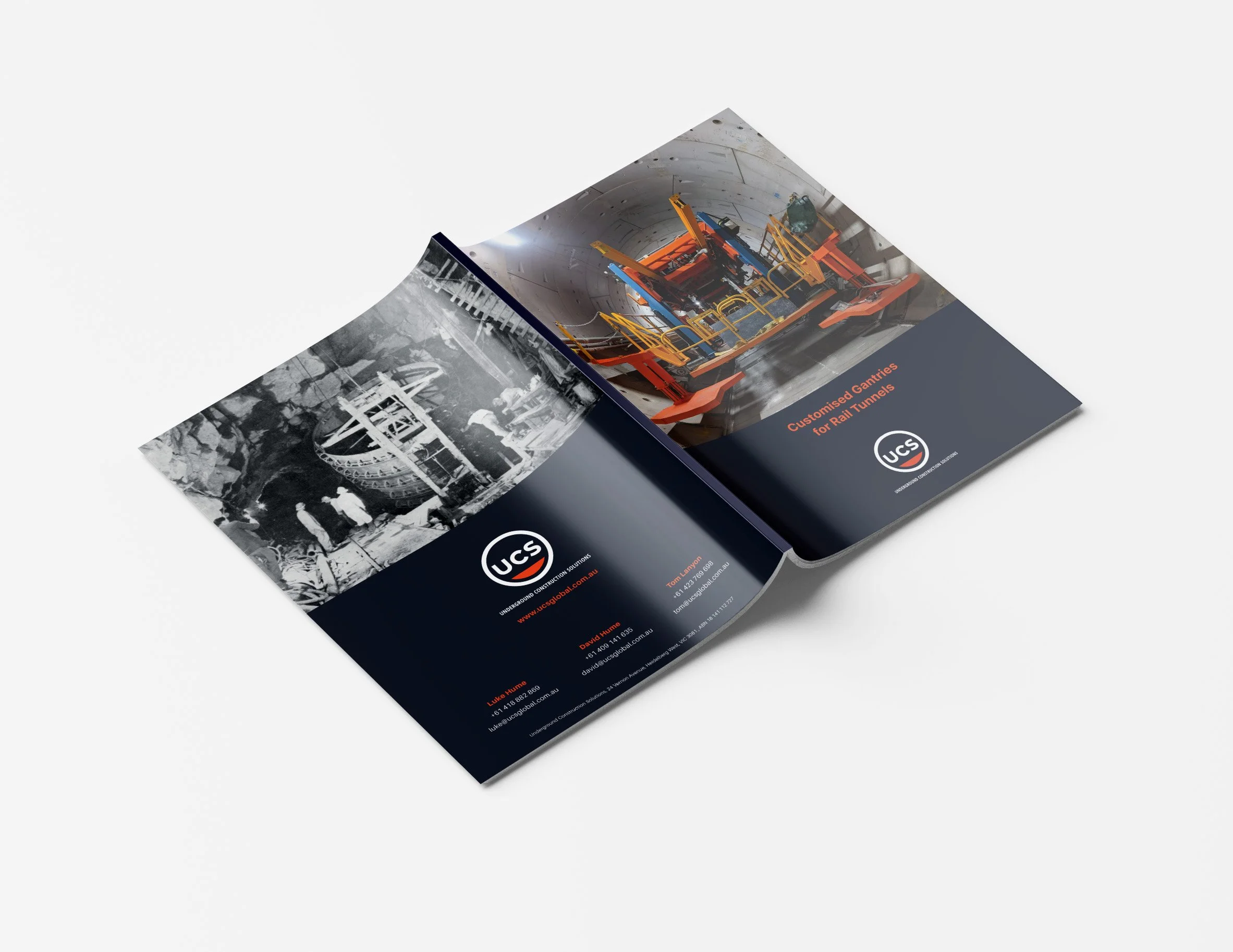 Underground Construction Solutions company profile project featuring modern document layouts, project showcases and premium construction industry branding