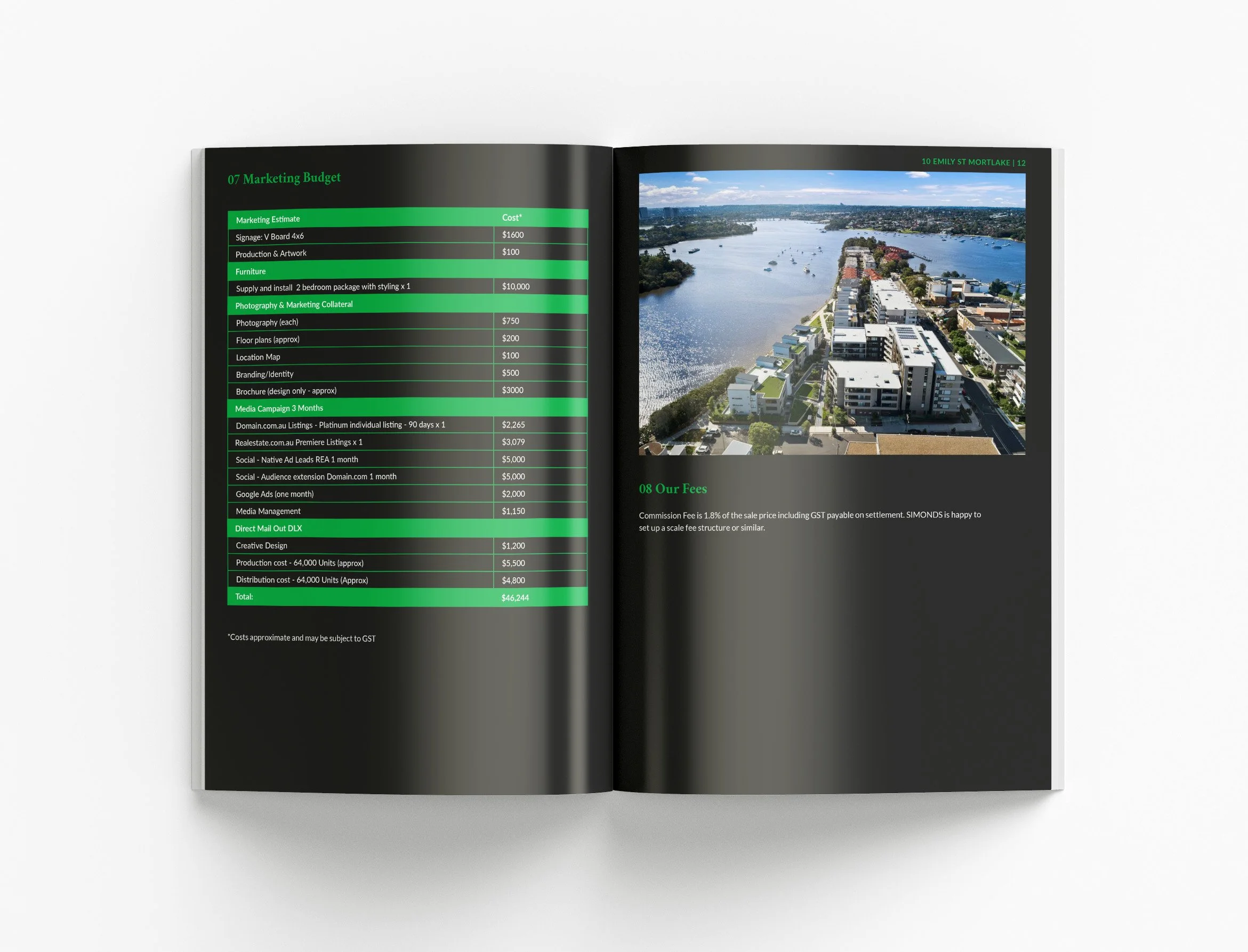 Professional investment proposal brochure highlighting residential property strategies, financial insights and premium corporate communication design