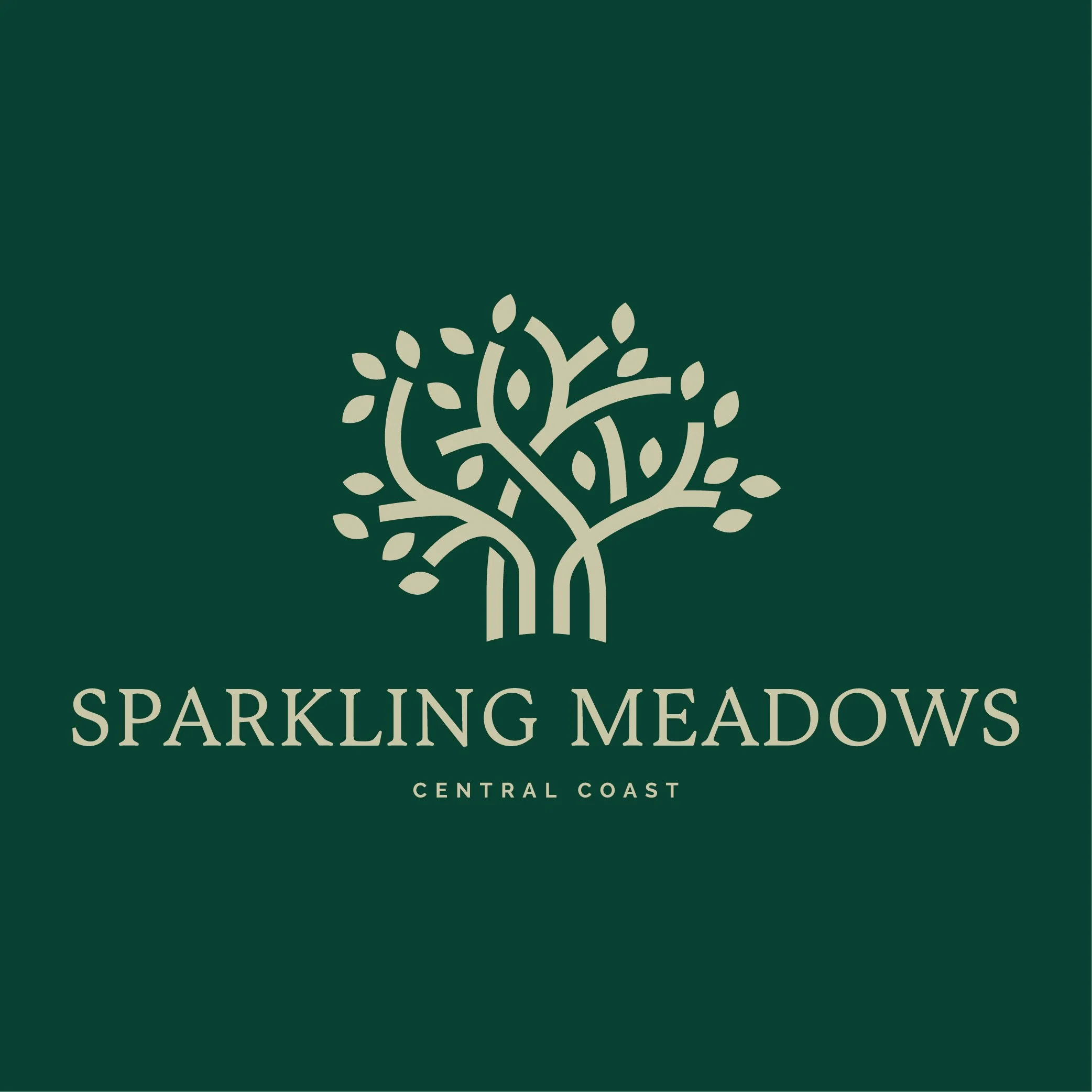 Sparkling Meadows brand identity featuring a sophisticated logo, cohesive visual system and high-end branding for a residential property development