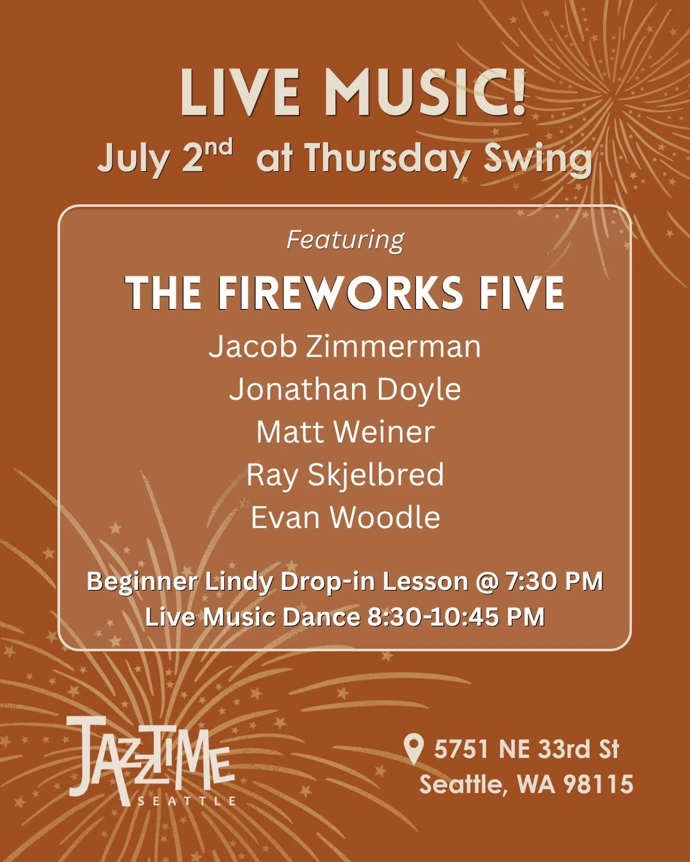 ✨Our first live music night and official soft opening is here!✨

Come dance with us in our beautiful new home, enjoy an incredible live band, grab a snack or drink, and celebrate the beginning of Jazztime 🎶

📅 Thursday, July 2
🕣 Live Music Dance: 