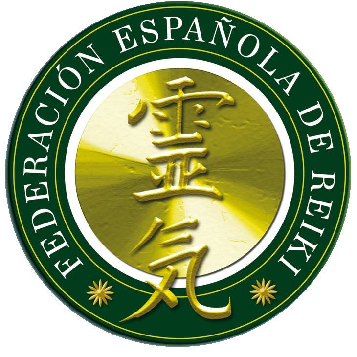Logotipo de la Federación Española de Qigong con círculo verde, texto en español, y caracteres chinos en el centro.