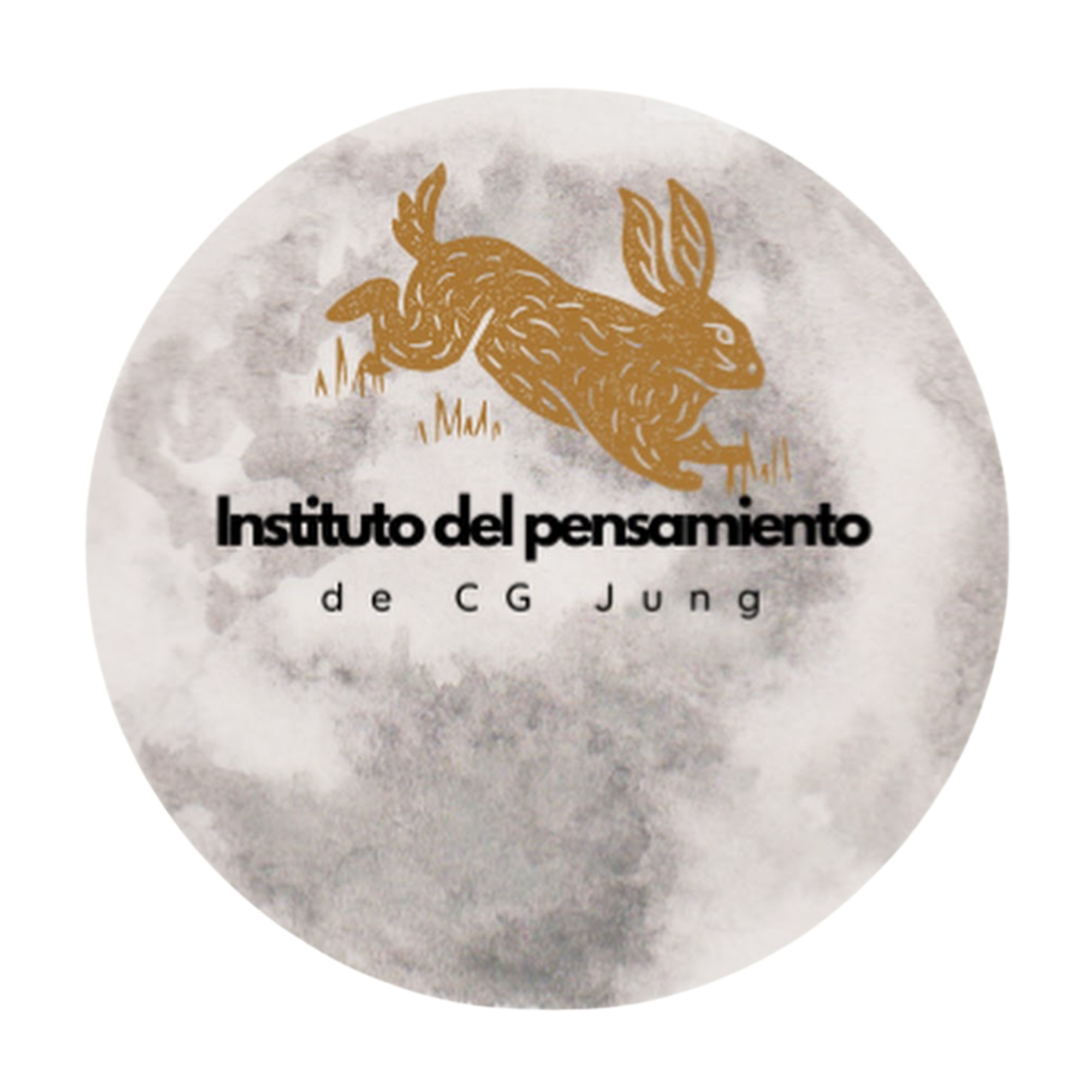 Logo en forma de círculo con una ilustración de un gorila y un pez en color marrón y letras en español que dice "Instituto del pensamiento de C G J U N G".