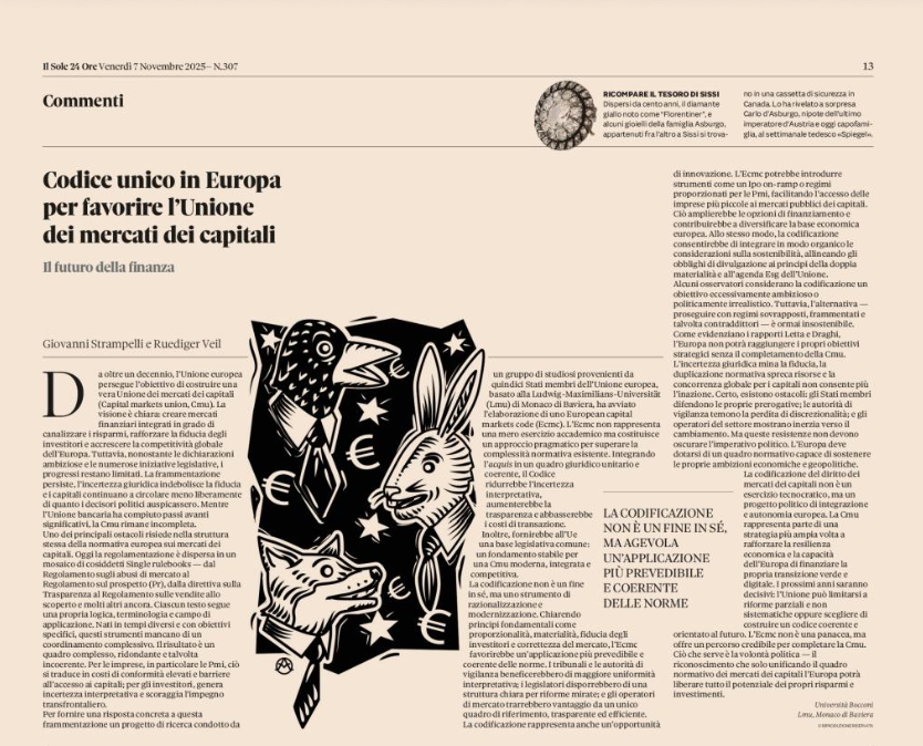 New Publication by Giovanni Strampelli and Rüdiger Veil