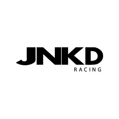 Black and white logo with bold letters 'JNKD' and the word 'RACING' underneath. karting team in the Uae racing rotax and iame 